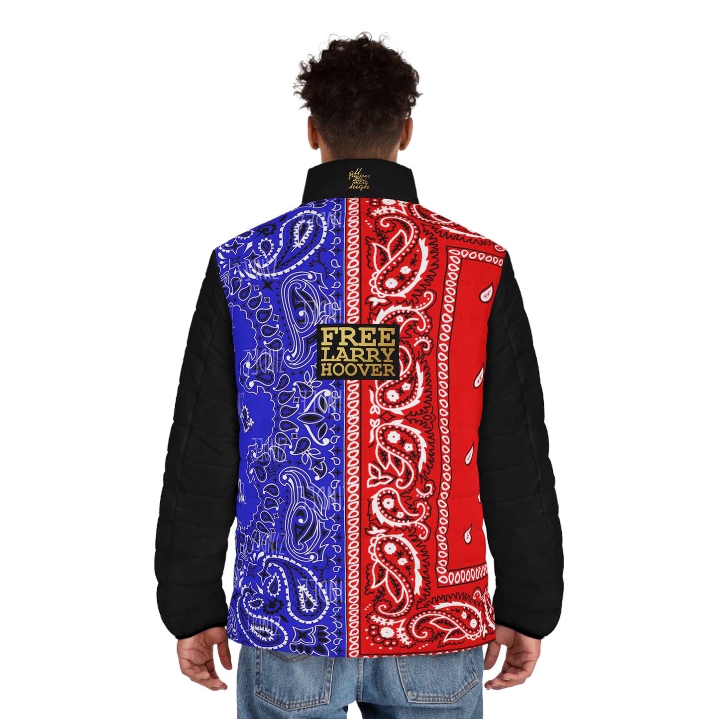 UNO ORGANIC TRIBE=GANG FREE LARRY HOOVER Men's Puffer Jacket (AOP)