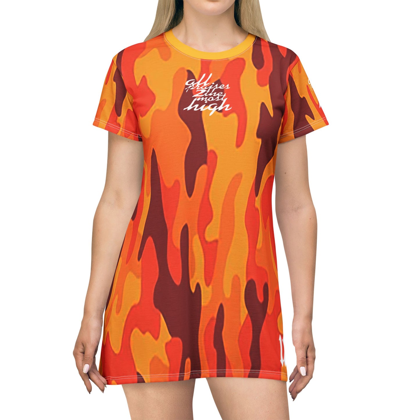 UNO ALL PRAISES All Over Print T-Shirt Dress
