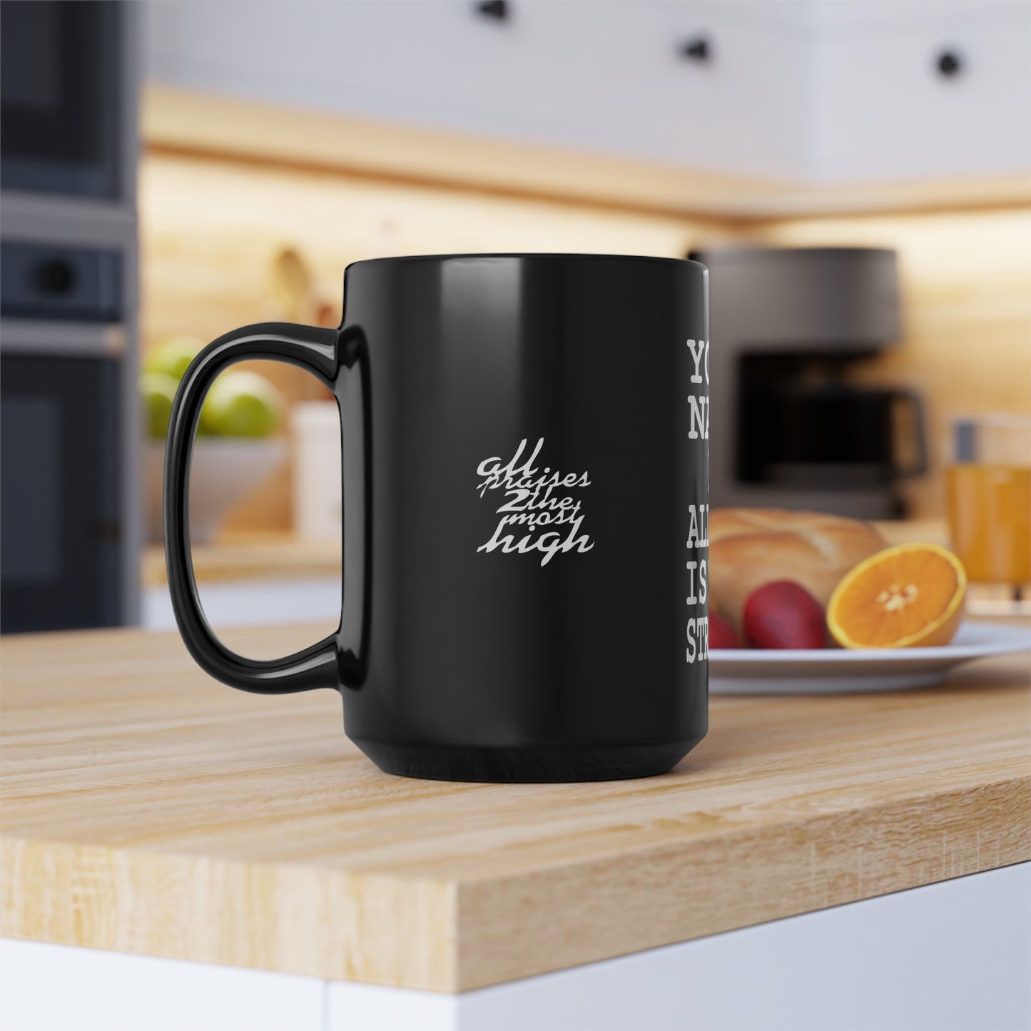 UNO 2THEREPUBLIC ALLCAPS IS YO STRAWMAN Black Mug, 15oz