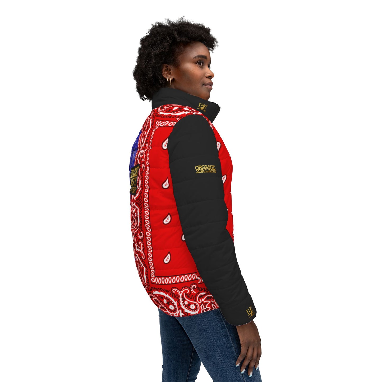 UNO ORGANIC TRIBE=GANG FREE LARRY HOOVER Women’s Puffer Jacket (AOP)