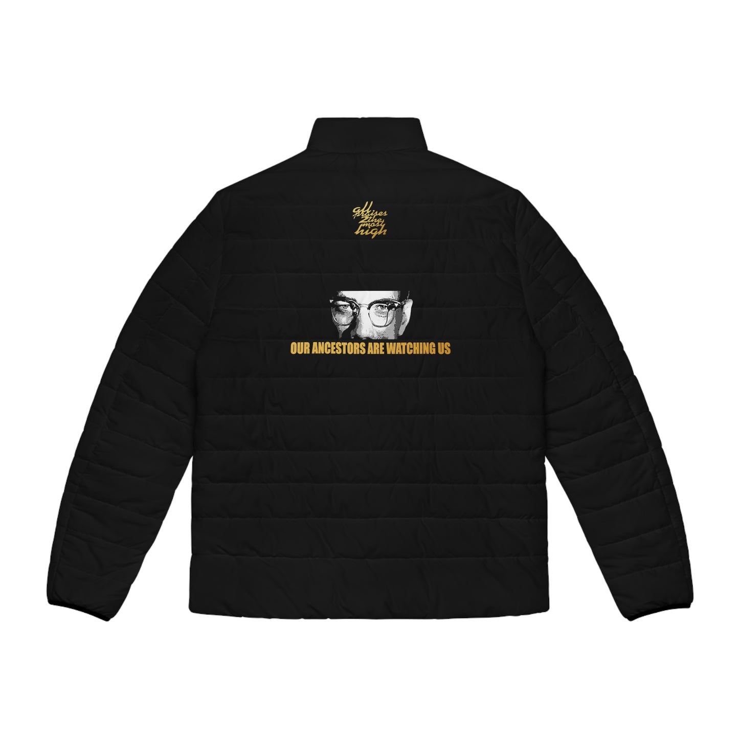 UNO LOVEMALCOLM Our Ancestors Are Watching Us Men's Puffer Jacket (AOP)