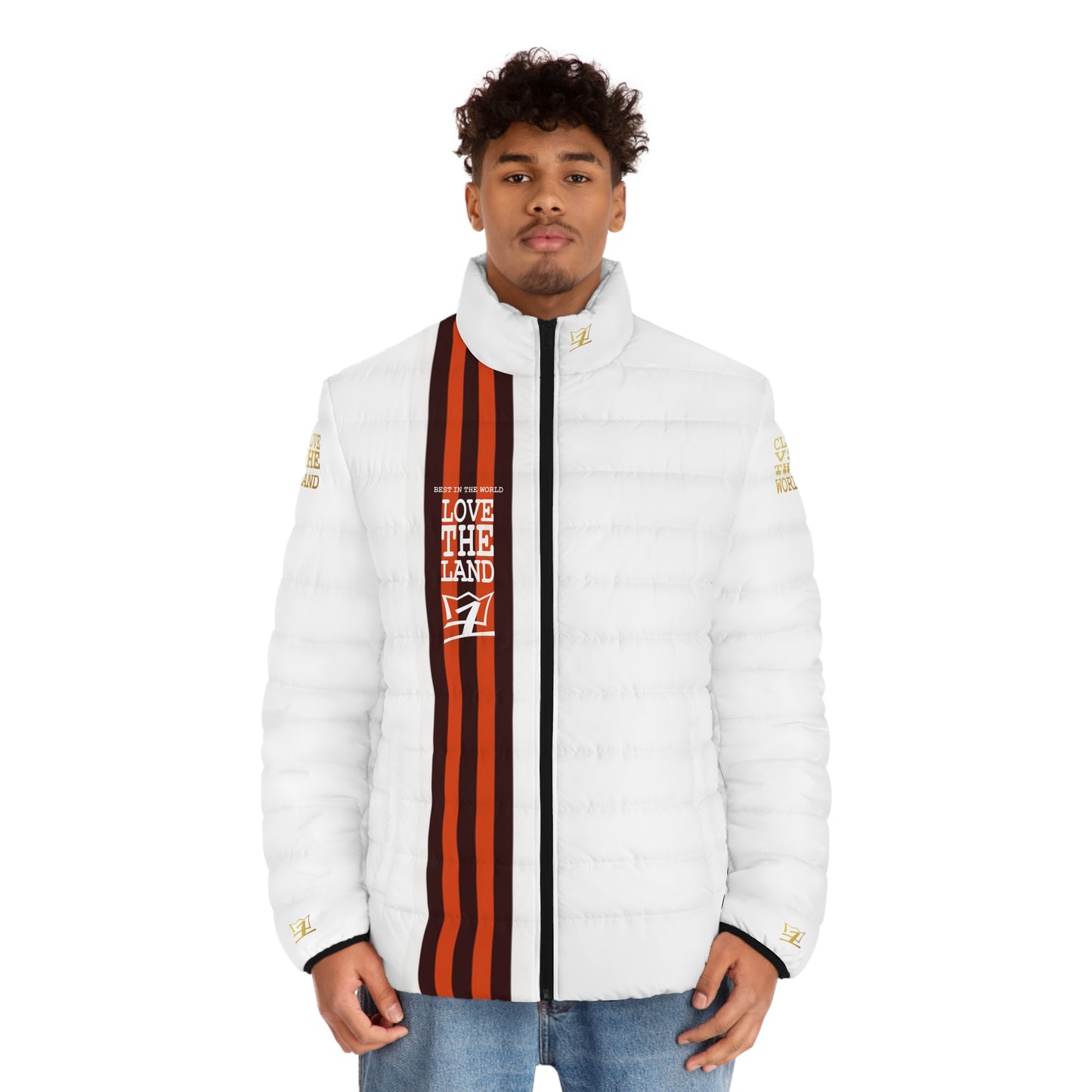 UNO LOVETHELAND BEST IN THE WORLD Men's Puffer Jacket (AOP)