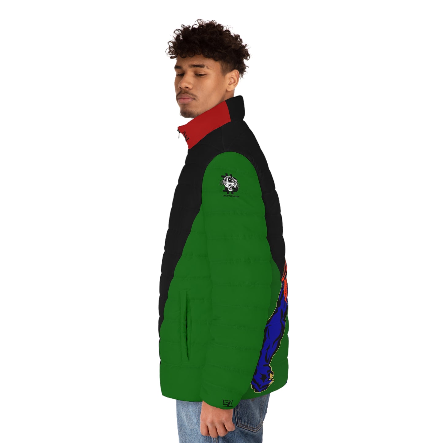 UNOBTCPANTHA Men's Puffer Jacket (AOP)