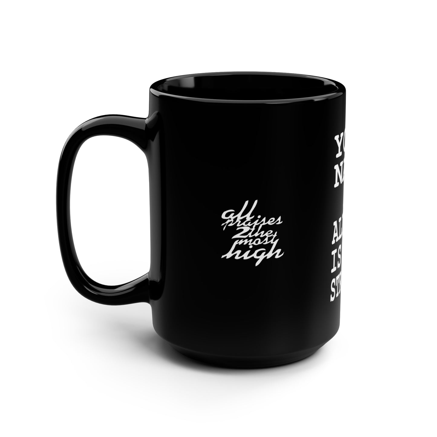 UNO 2THEREPUBLIC ALLCAPS IS YO STRAWMAN Black Mug, 15oz