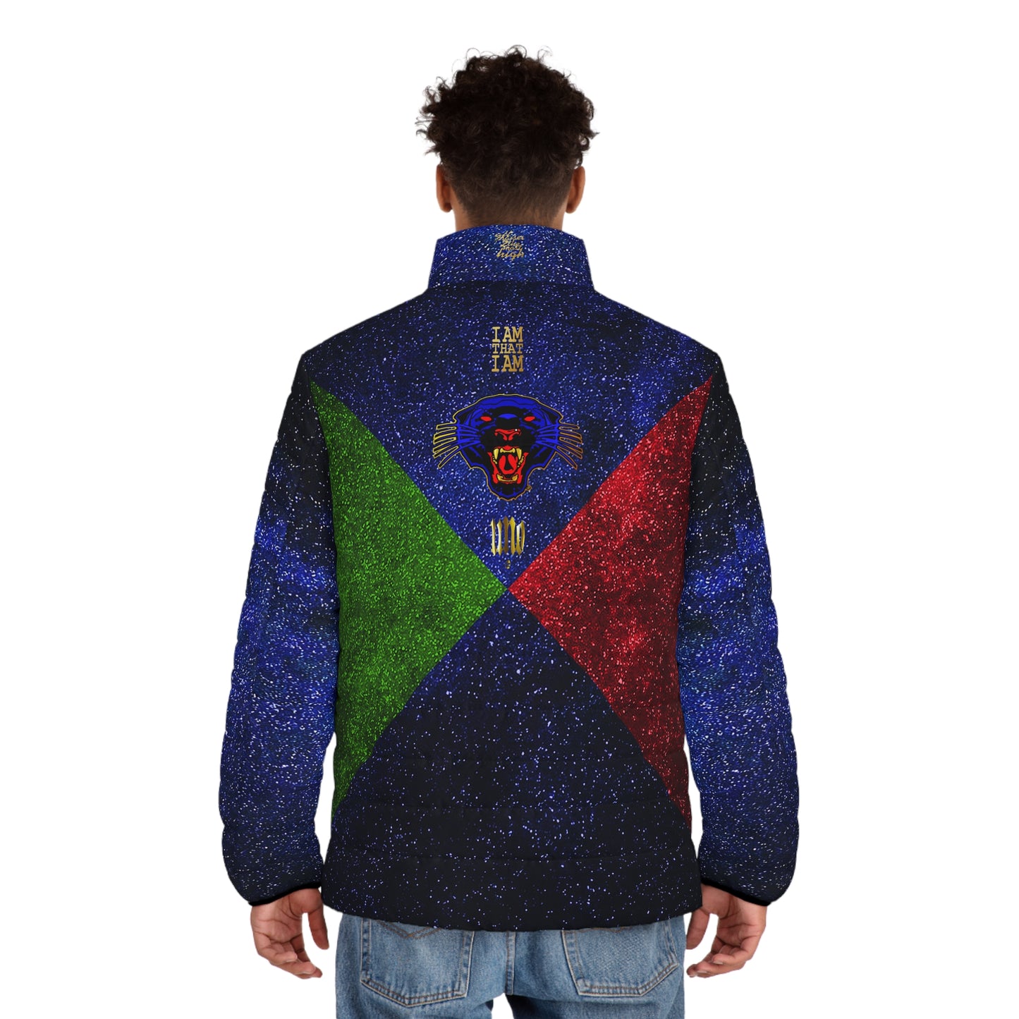 UNO PANTHA I AM THAT I AM Men's Puffer Jacket (AOP)