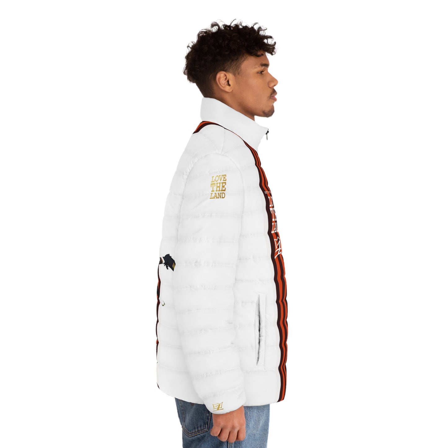 UNO LOVETHELAND BEST IN THE WORLD Men's Puffer Jacket (AOP)