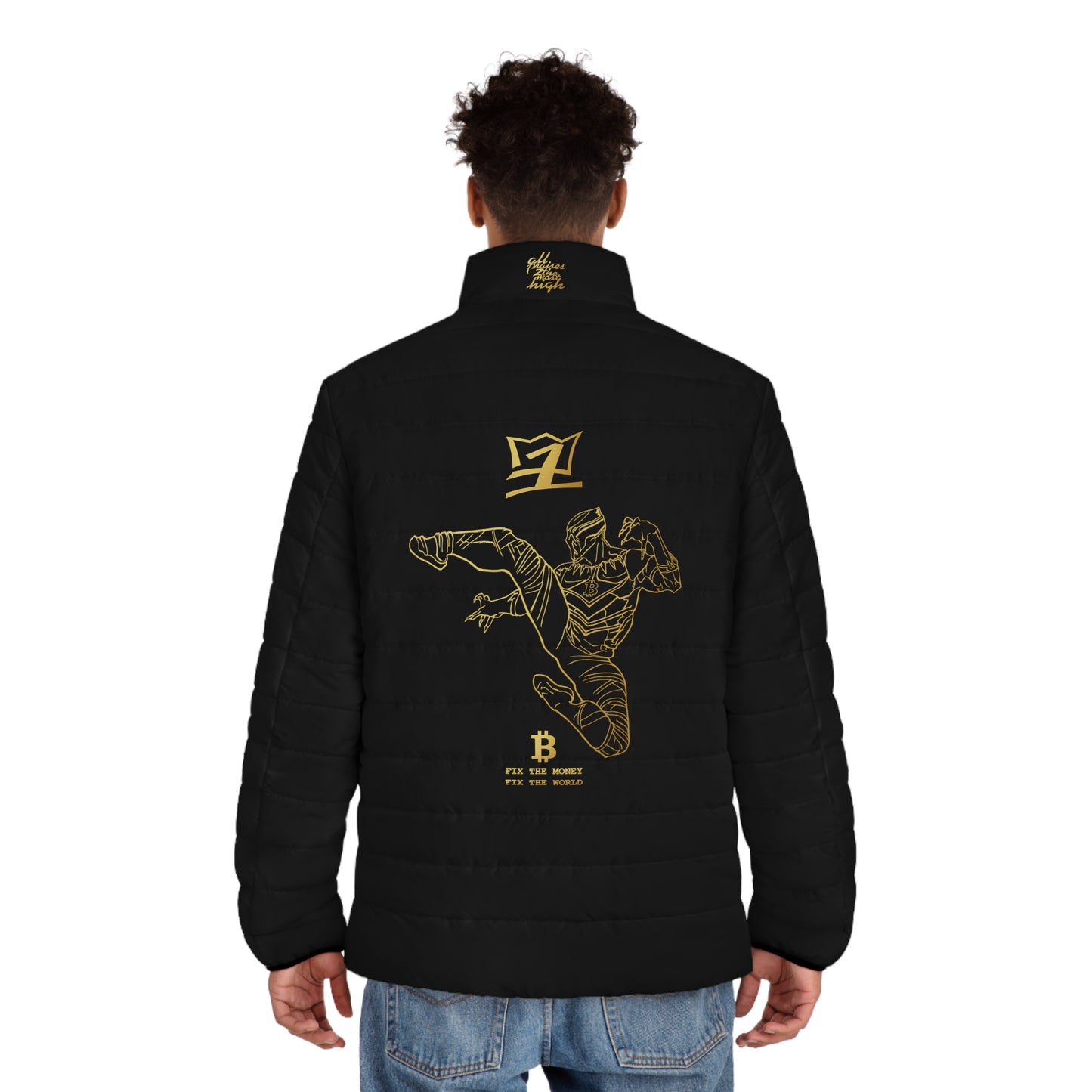 UNO BTCPANTHA BTCAFRICA Men's Puffer Jacket (AOP)