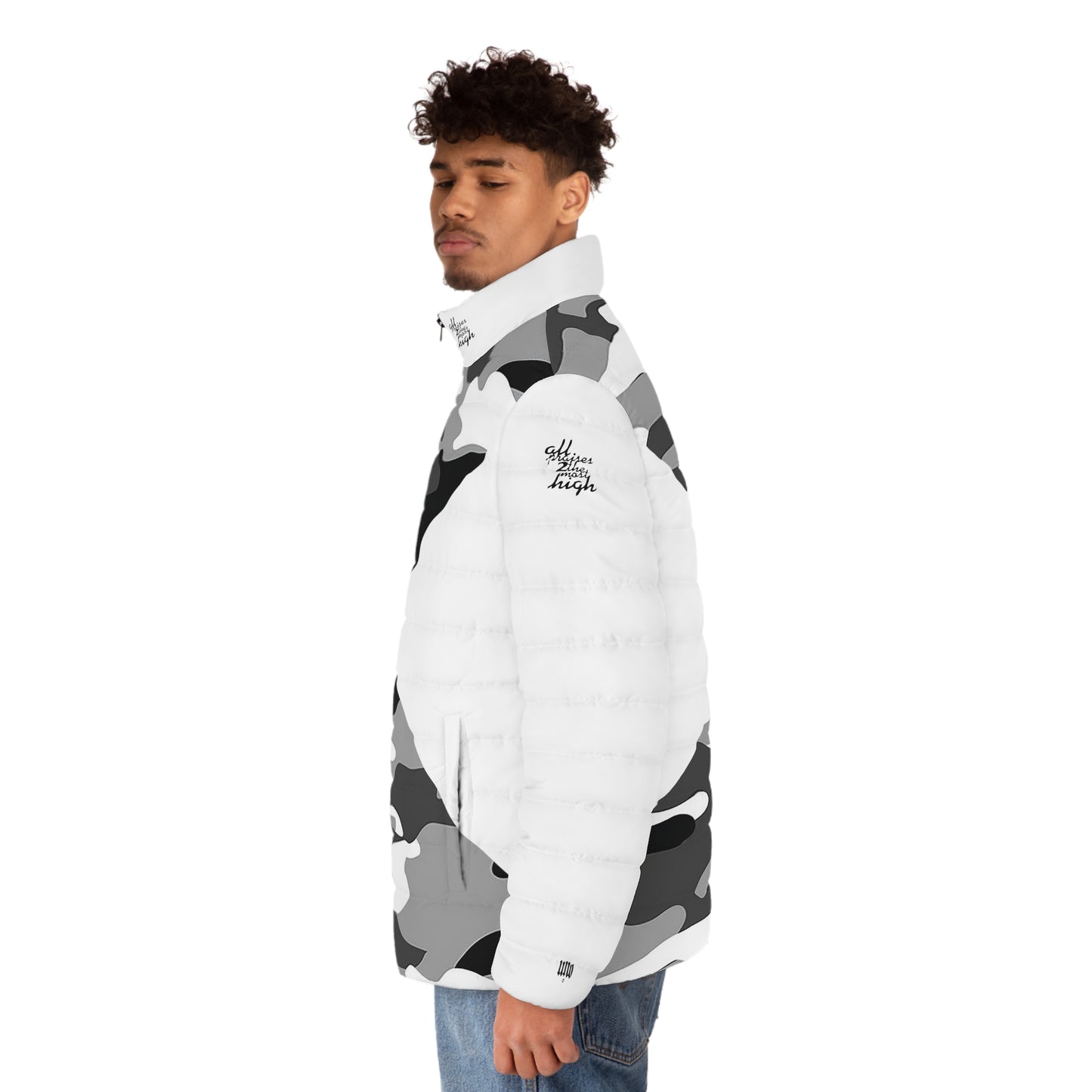 UNO ALL PRAISES Men's Puffer Jacket (AOP) Camo Collection