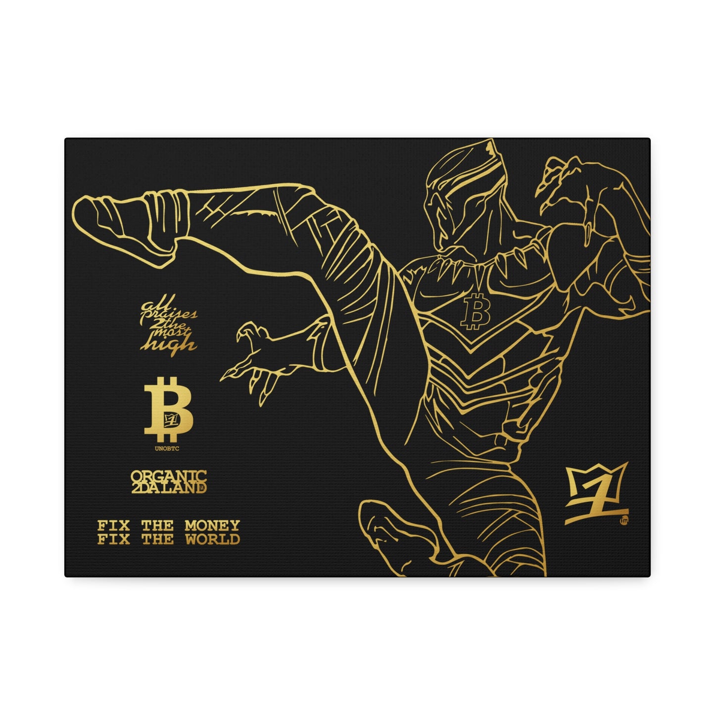 UNO ORGANIC FIX THE MONEY FIX THE WORLD UNOBTC Stretched Canvas