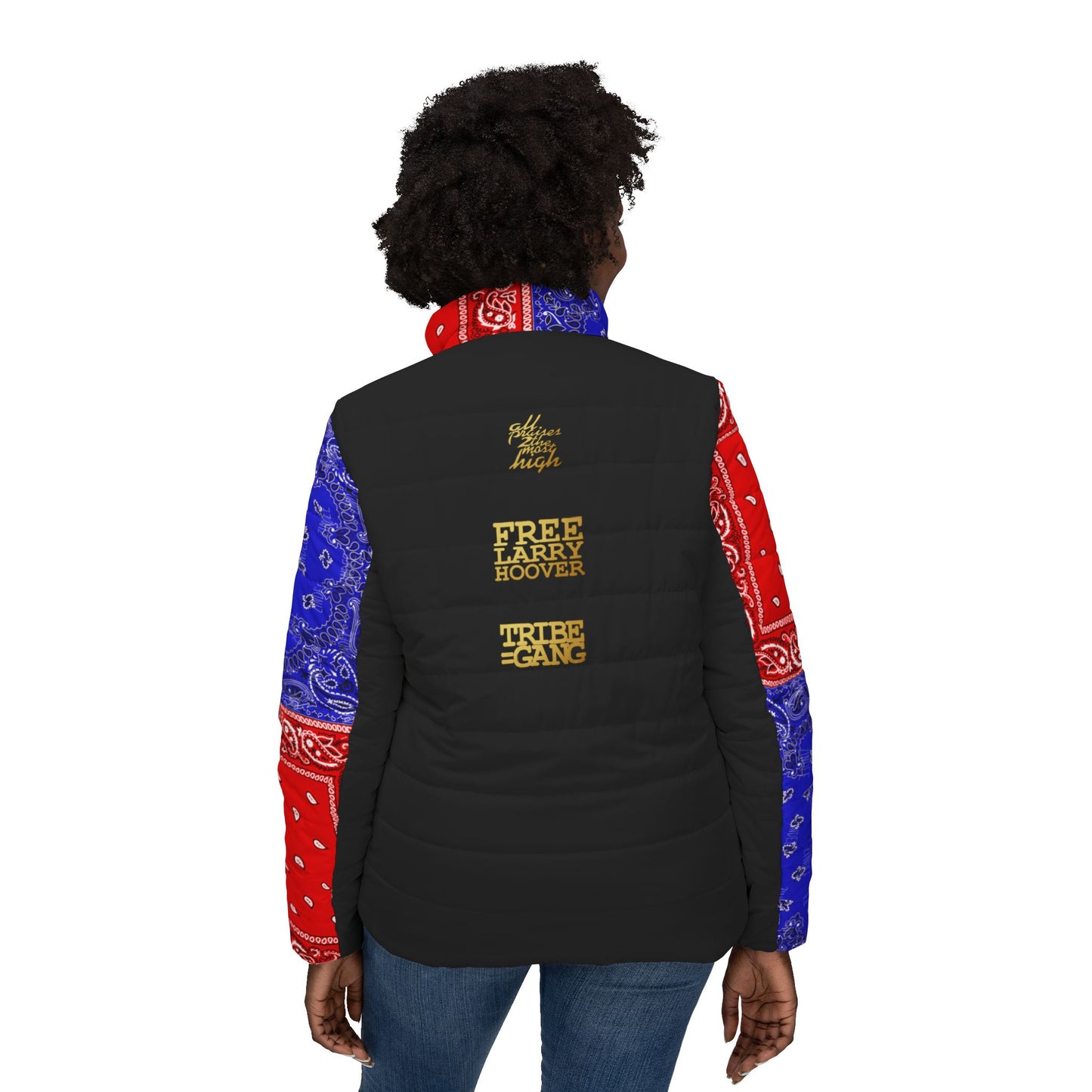 UNO ORGANIC TRIBE=GANG FREE LARRY HOOVER Women’s Puffer Jacket (AOP)