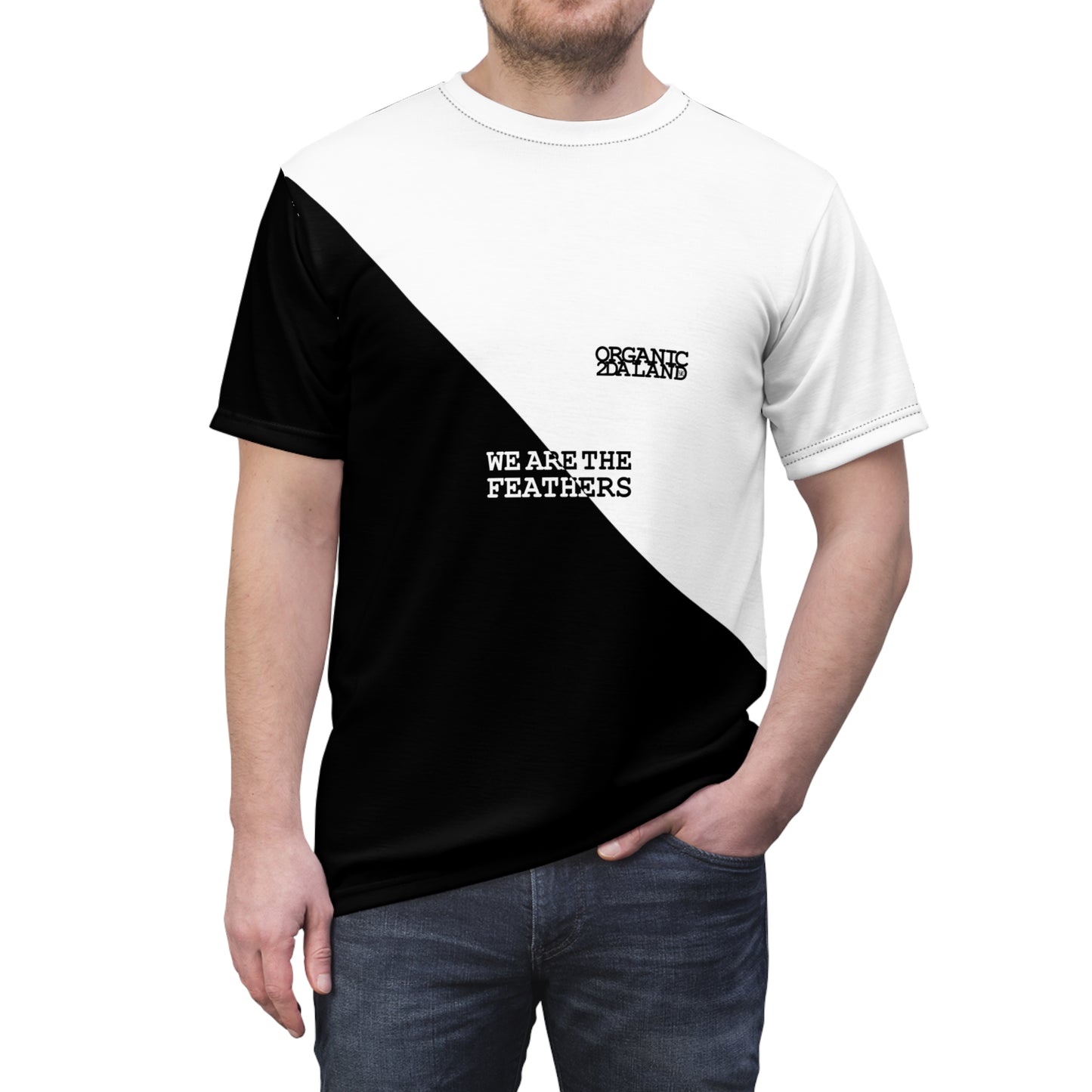 UNO ORGANIC WE ARE THE FEATHERS BIGBABYJESUS Unisex Cut & Sew Tee (AOP)
