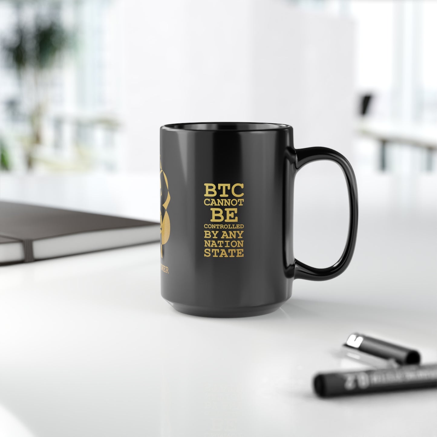 UNOBTCPOWER Black Mug, 15oz