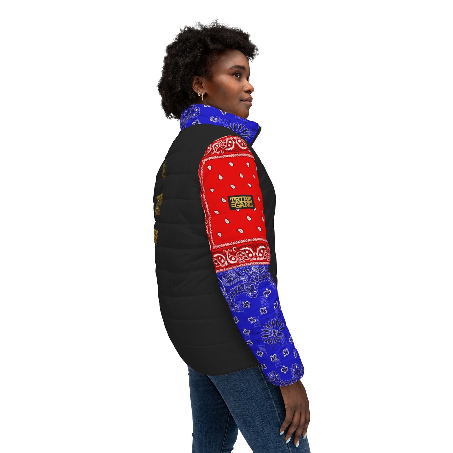 UNO ORGANIC TRIBE=GANG FREE LARRY HOOVER Women’s Puffer Jacket (AOP)
