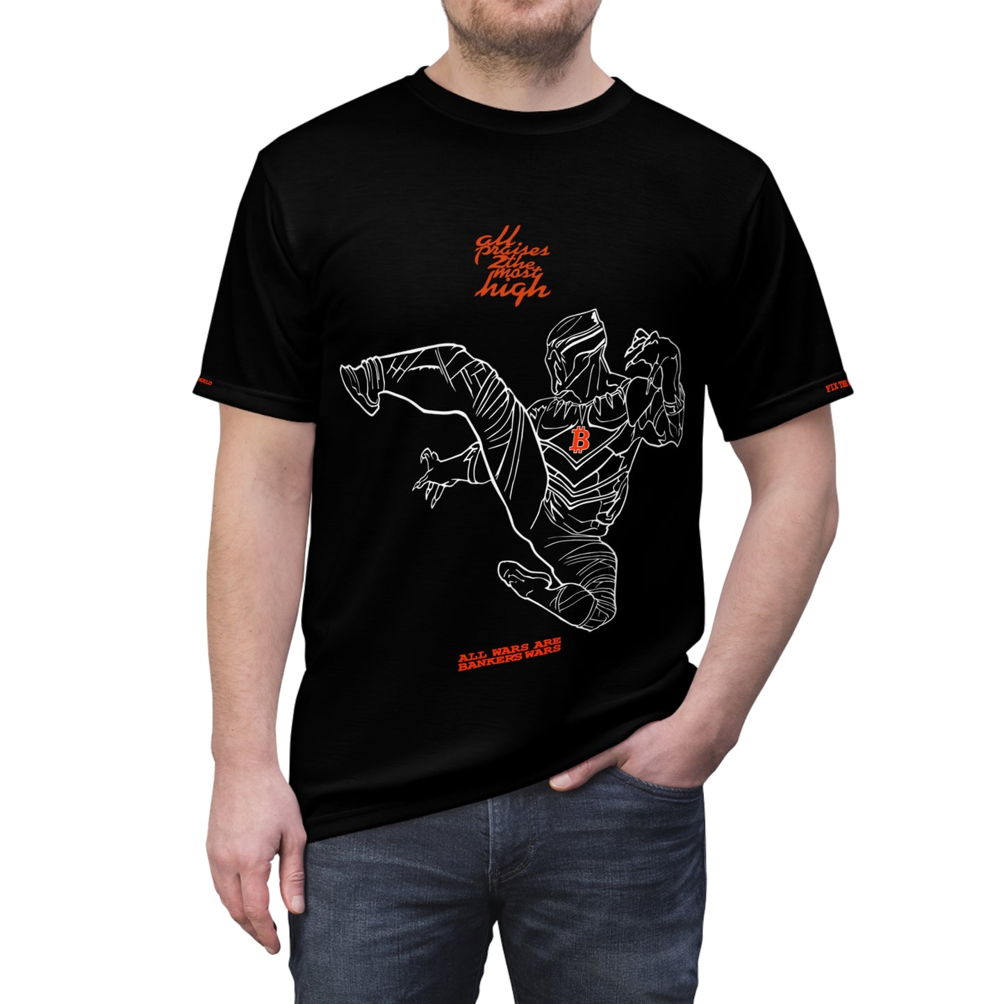 UNOBTCPANTHA ALL WARS ARE BANKER'S WARS Unisex AOP Cut & Sew Tee