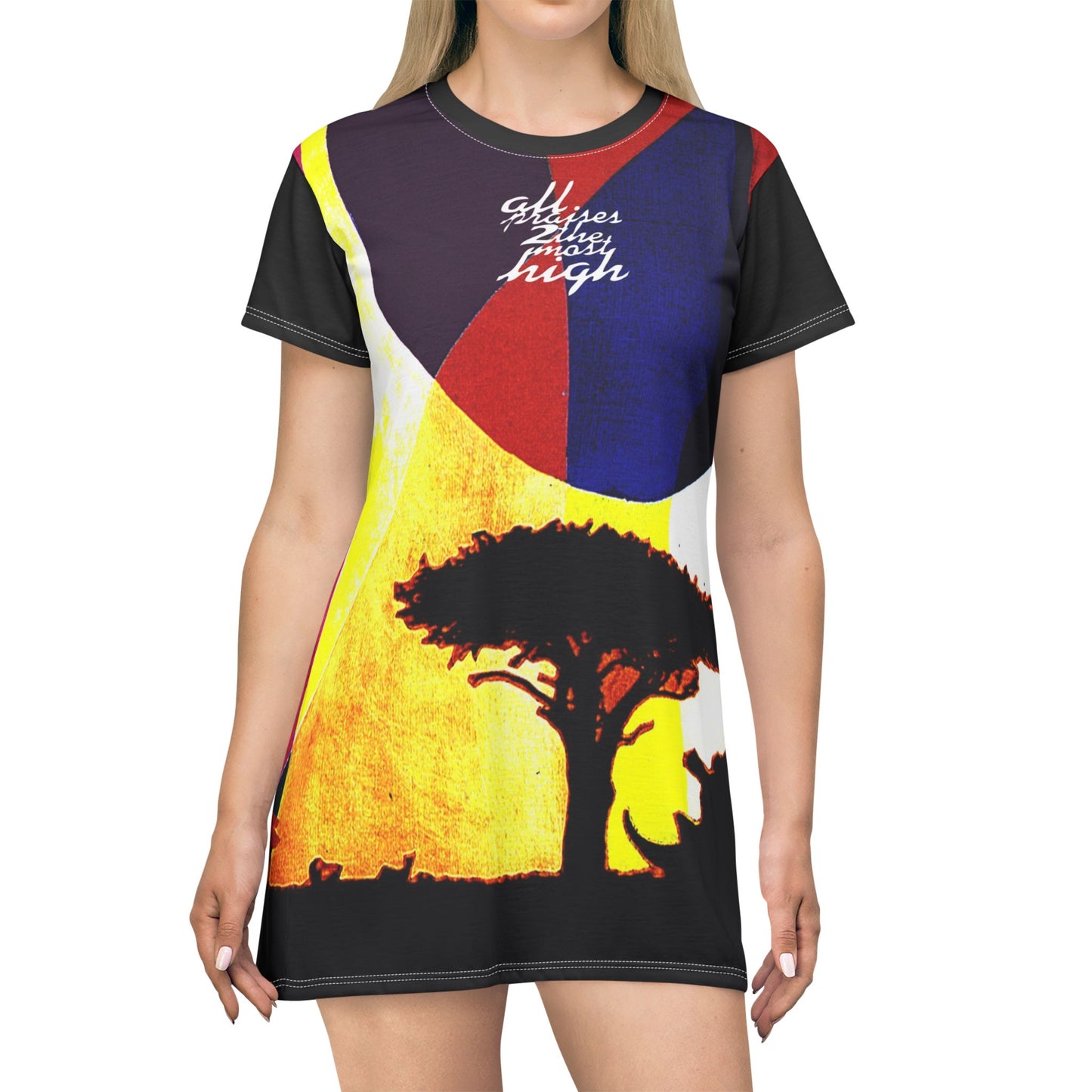 UNO RHINOSUNSET STOPKILL'N All Over Print T-Shirt Dress