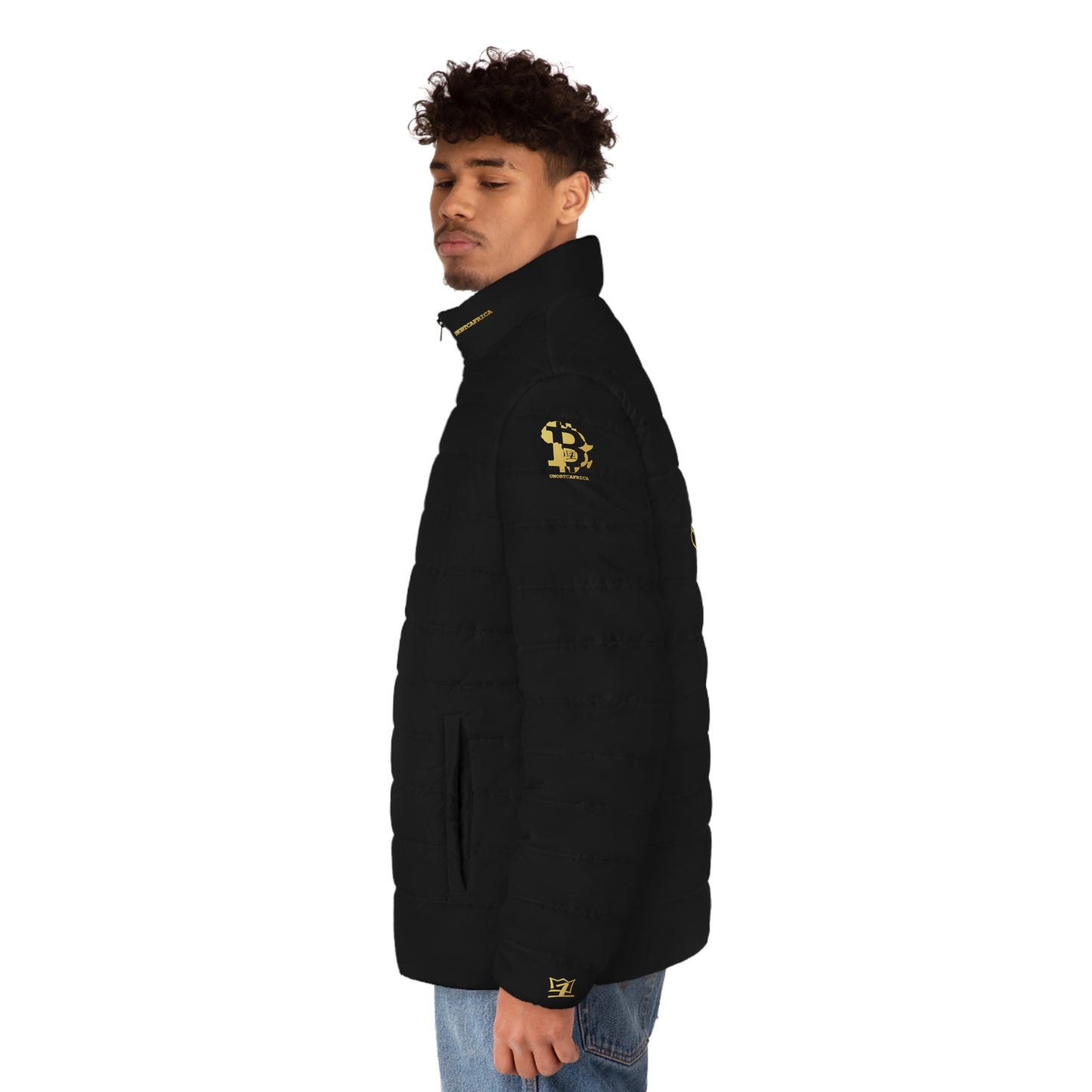 UNO BTCPANTHA BTCAFRICA Men's Puffer Jacket (AOP)