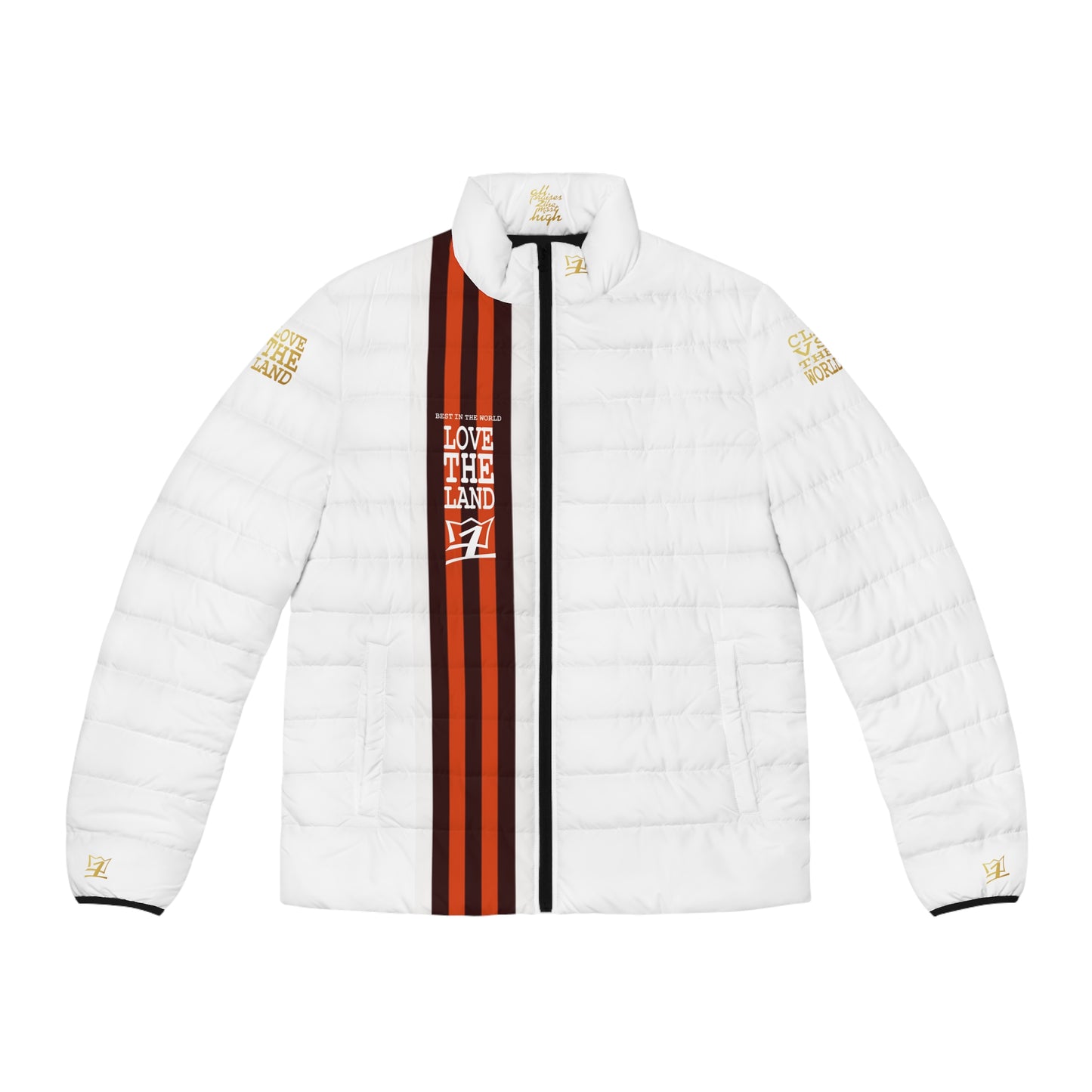 UNO LOVETHELAND BEST IN THE WORLD Men's Puffer Jacket (AOP)