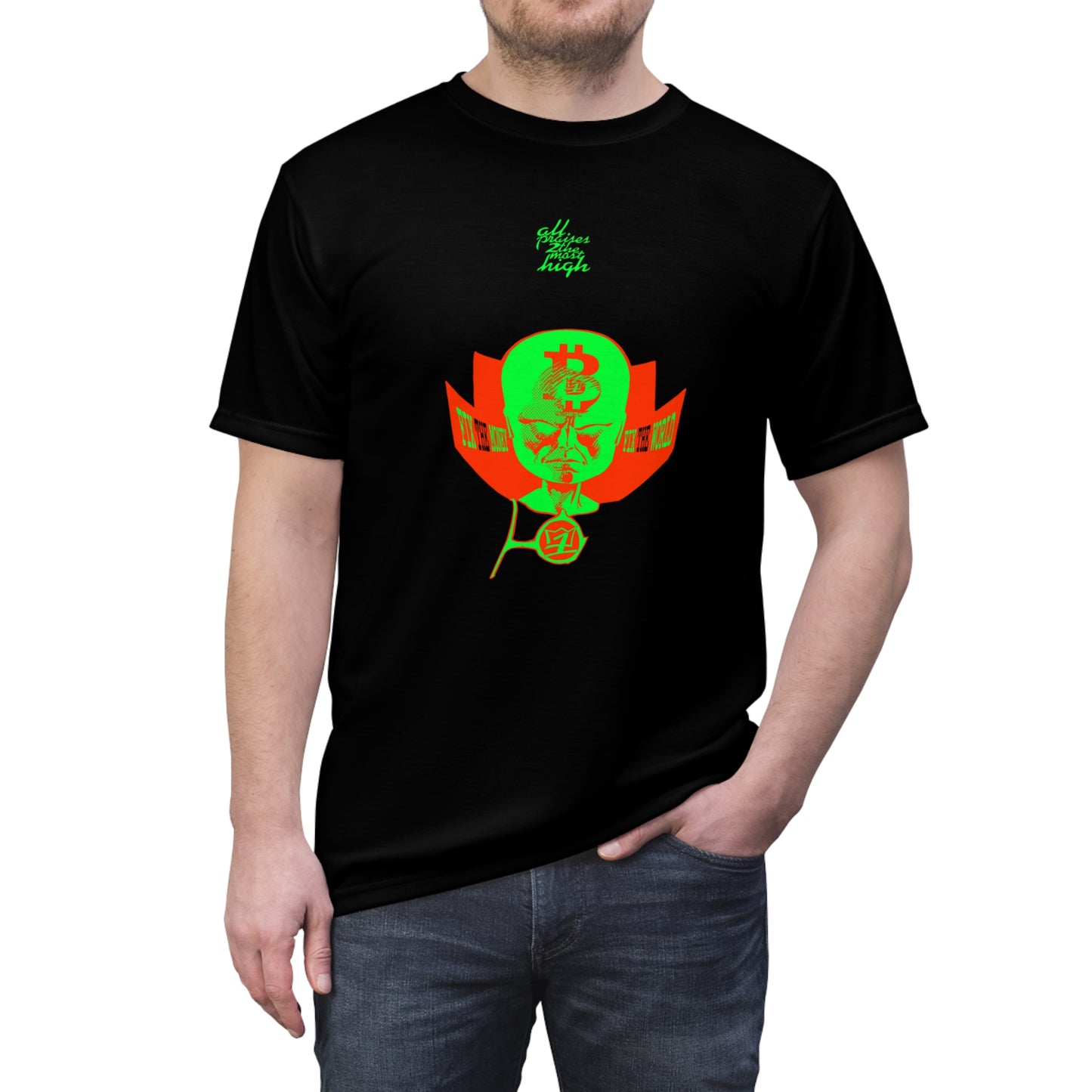 UNOBTC FIX THE MONEY FIX THE WORLD Unisex Cut & Sew Tee (AOP)