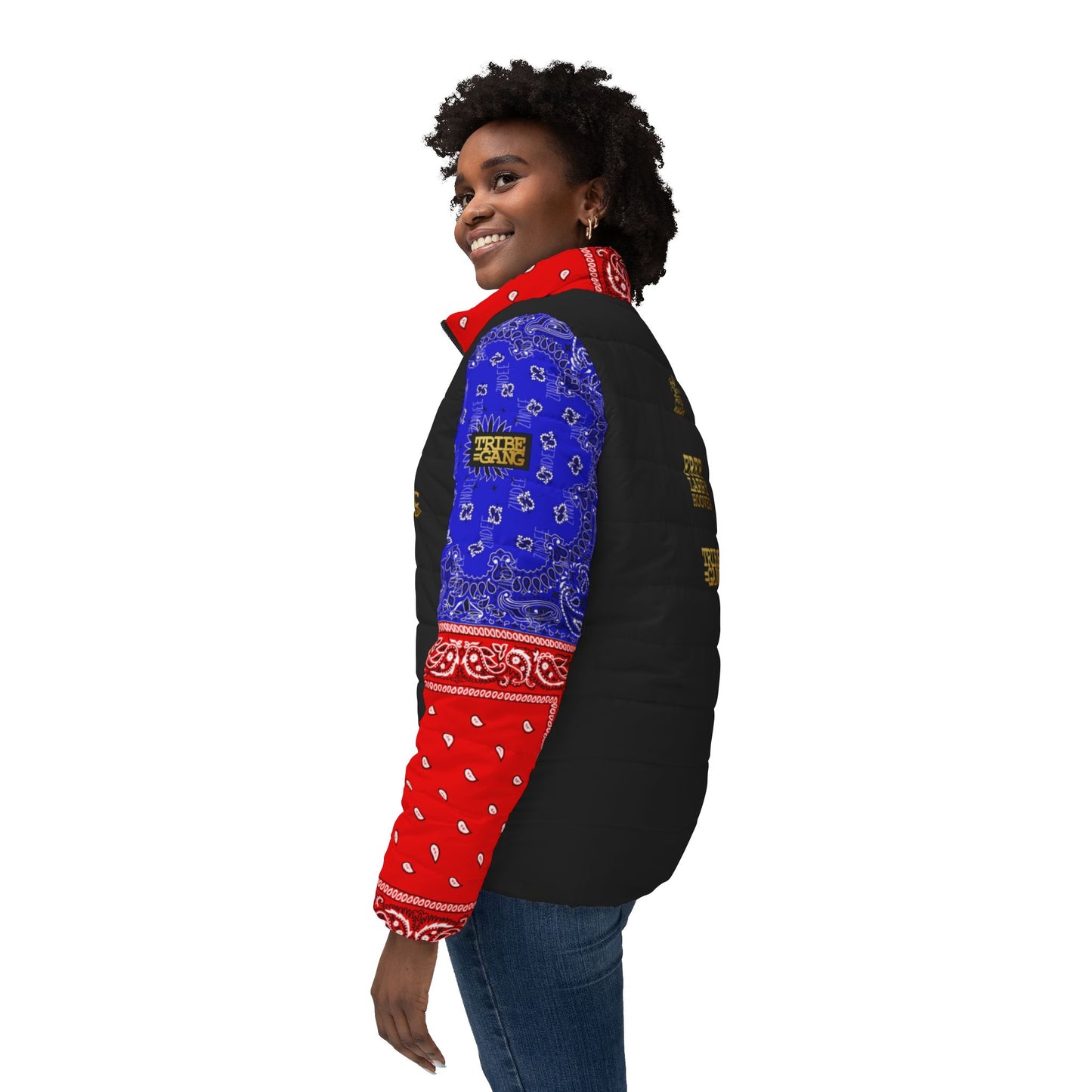 UNO ORGANIC TRIBE=GANG FREE LARRY HOOVER Women’s Puffer Jacket (AOP)