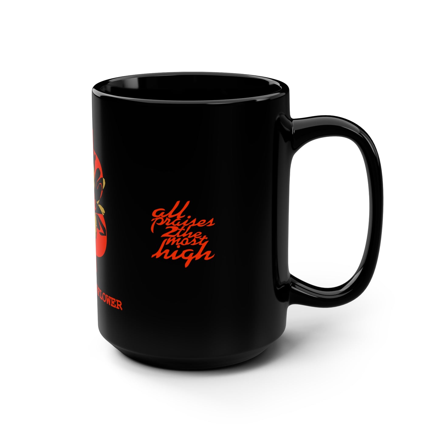 UNOBTCPOWERFLOWER Black Mug, 15oz