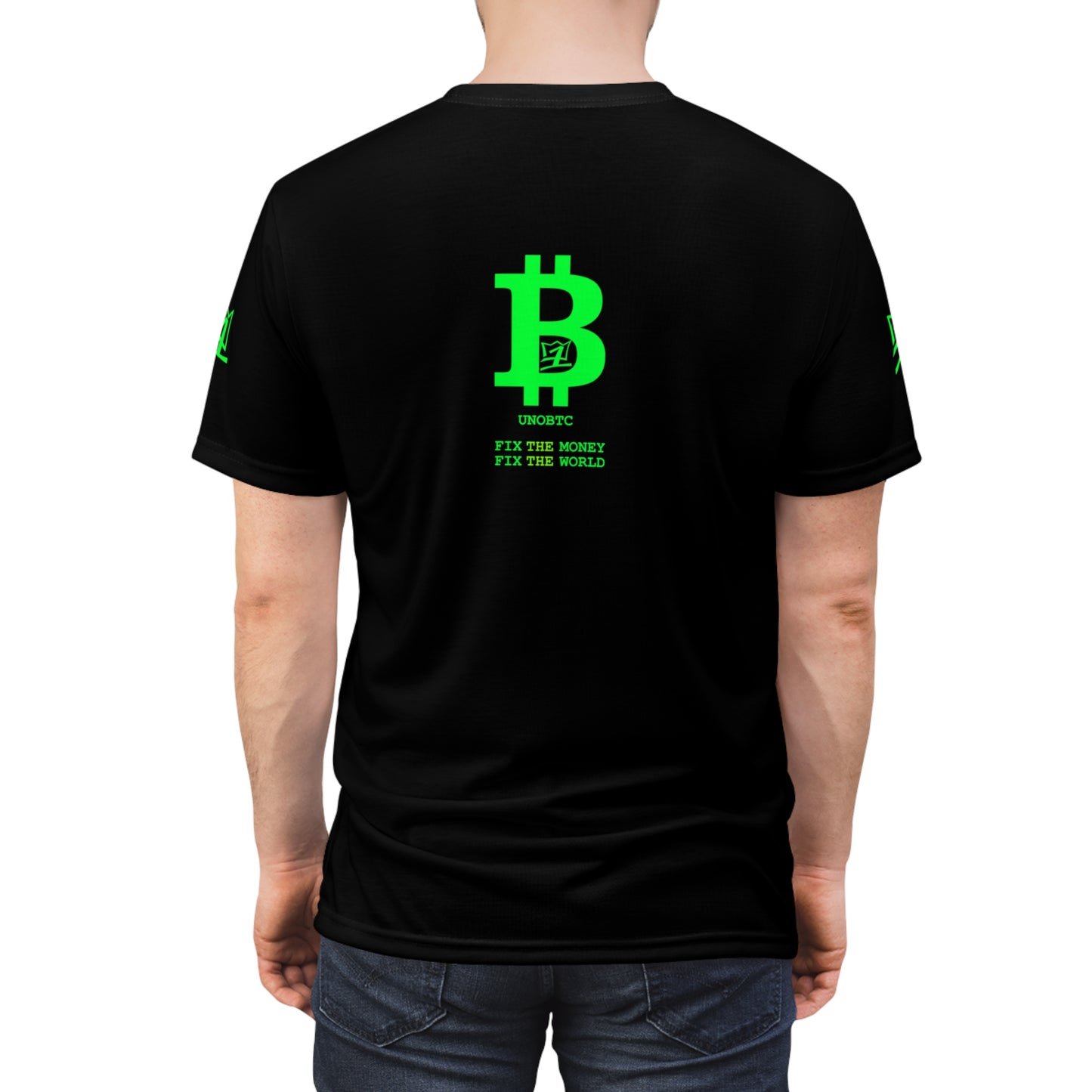 UNOBTC FIX THE MONEY FIX THE WORLD Unisex Cut & Sew Tee (AOP)