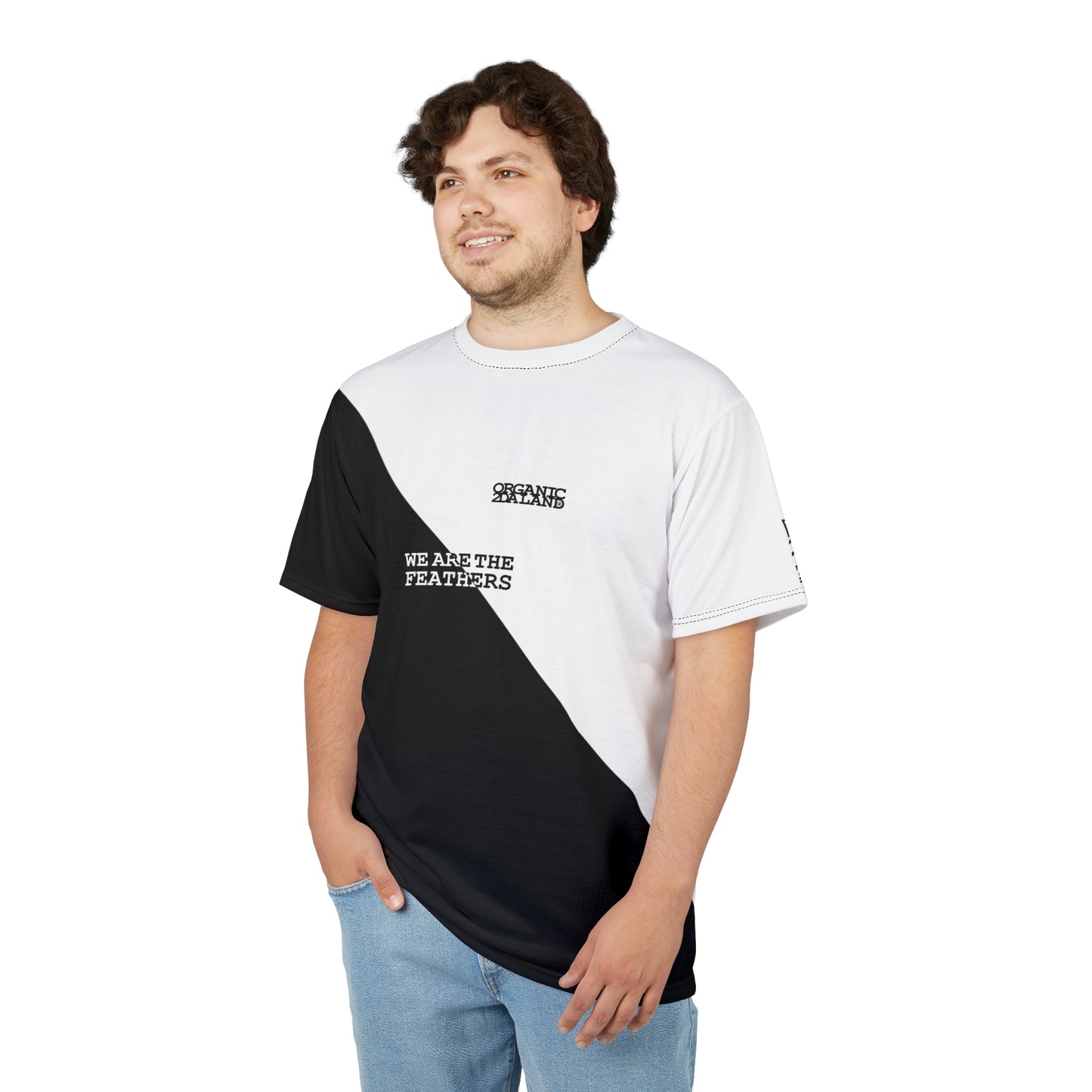 UNO ORGANIC WE ARE THE FEATHERS BIGBABYJESUS Unisex Cut & Sew Tee (AOP)