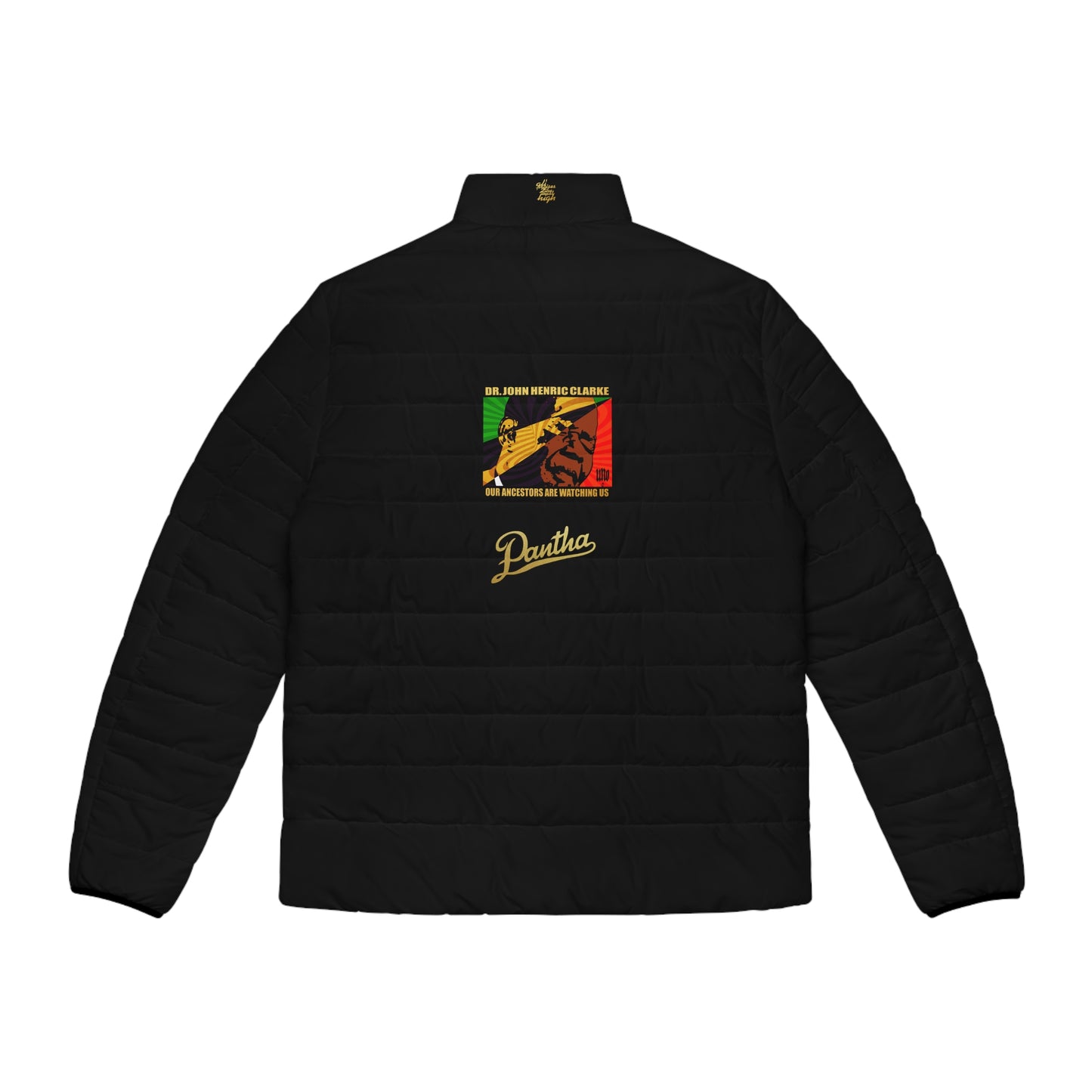 UNO PANTHA LOVEJOHNHENRICCLARKE Our Ancestors Are Watching Us Men's Puffer Jacket (AOP)