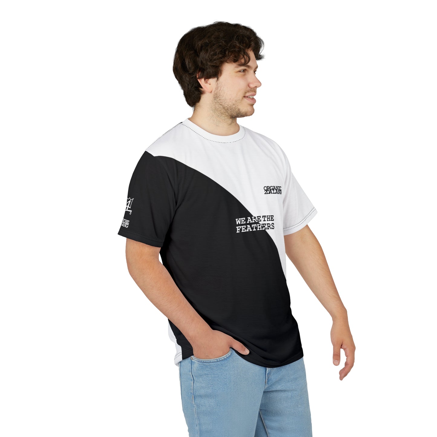 UNO ORGANIC WE ARE THE FEATHERS BIGBABYJESUS Unisex Cut & Sew Tee (AOP)