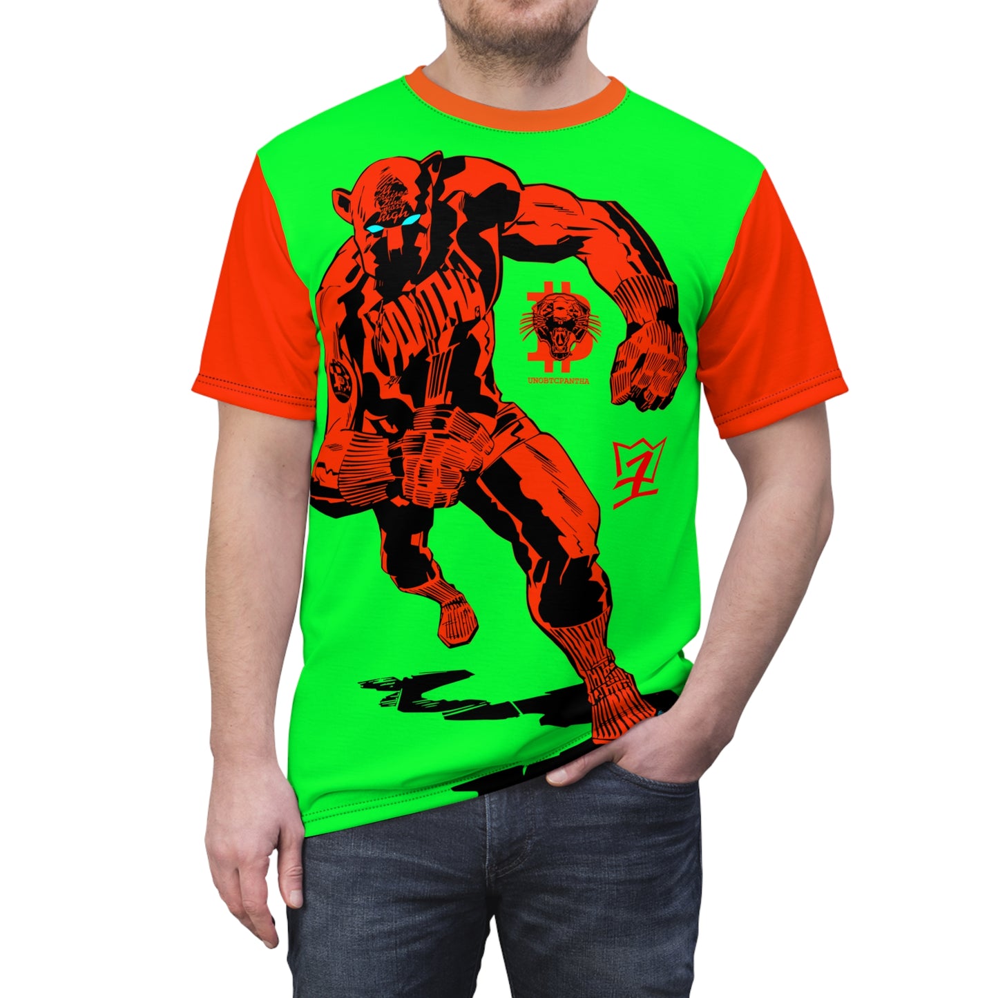 UNOBTCPANTHA FIX THE MONEY FIXTHE WORLD Unisex Cut & Sew Tee (AOP)