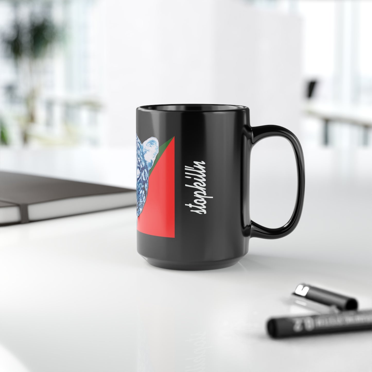 UNO BIGCAT STOPKILL'N Black Mug, 15oz