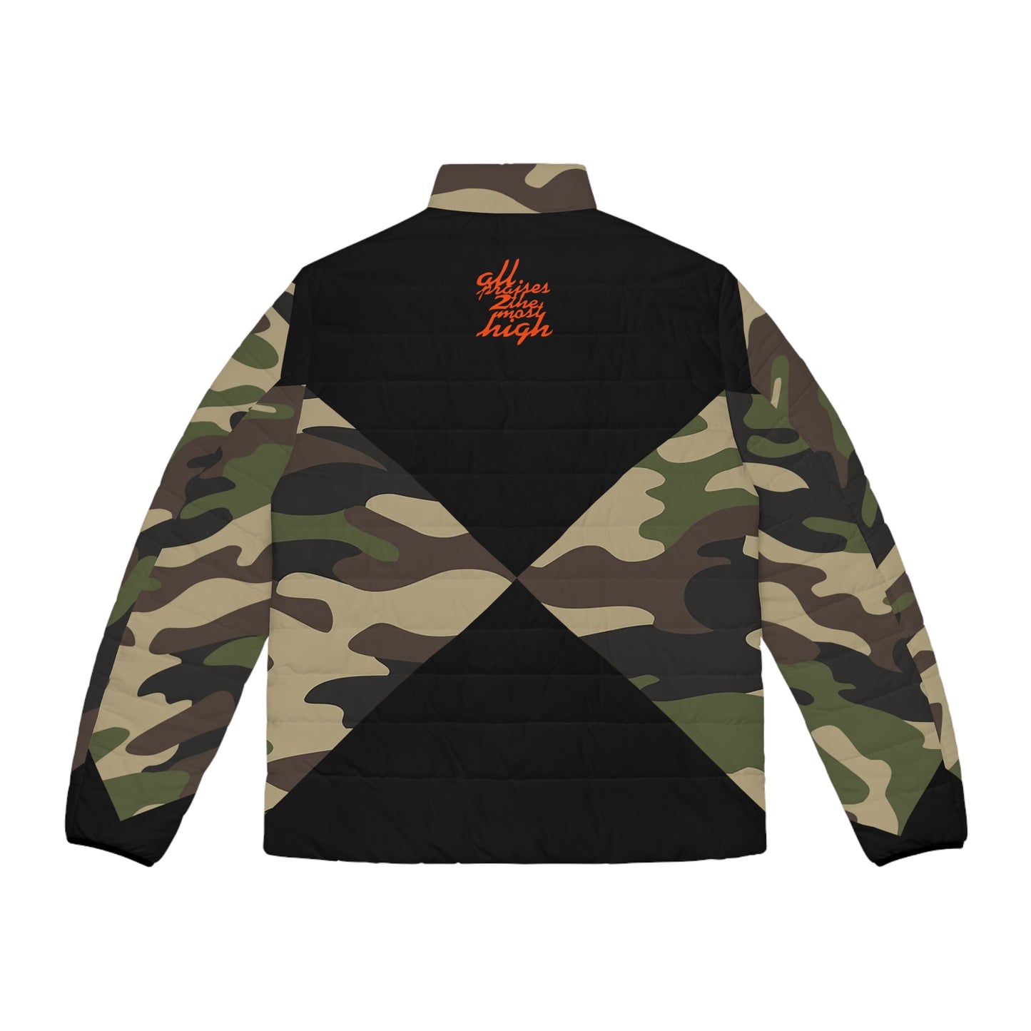 UNO ALL PRAISES Men's Puffer Jacket (AOP) Camo Collection