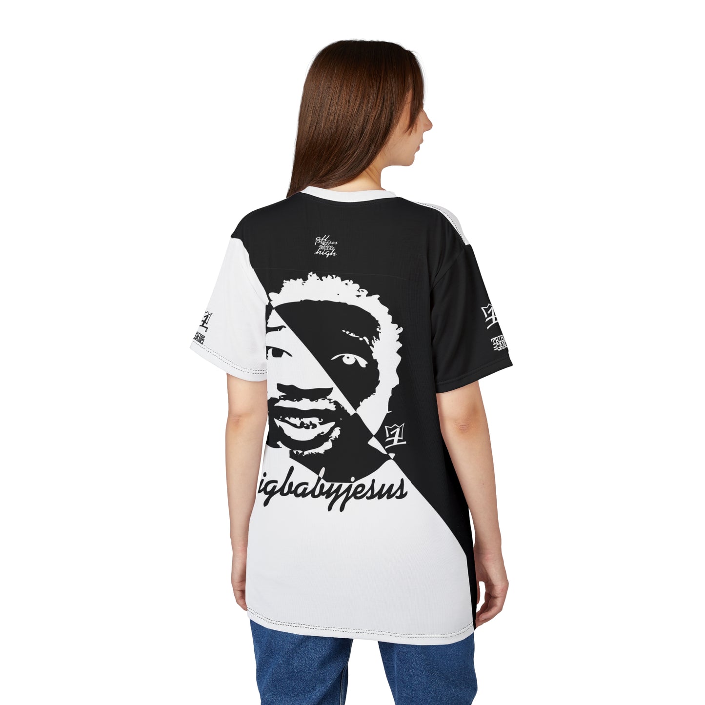 UNO ORGANIC WE ARE THE FEATHERS BIGBABYJESUS Unisex Cut & Sew Tee (AOP)