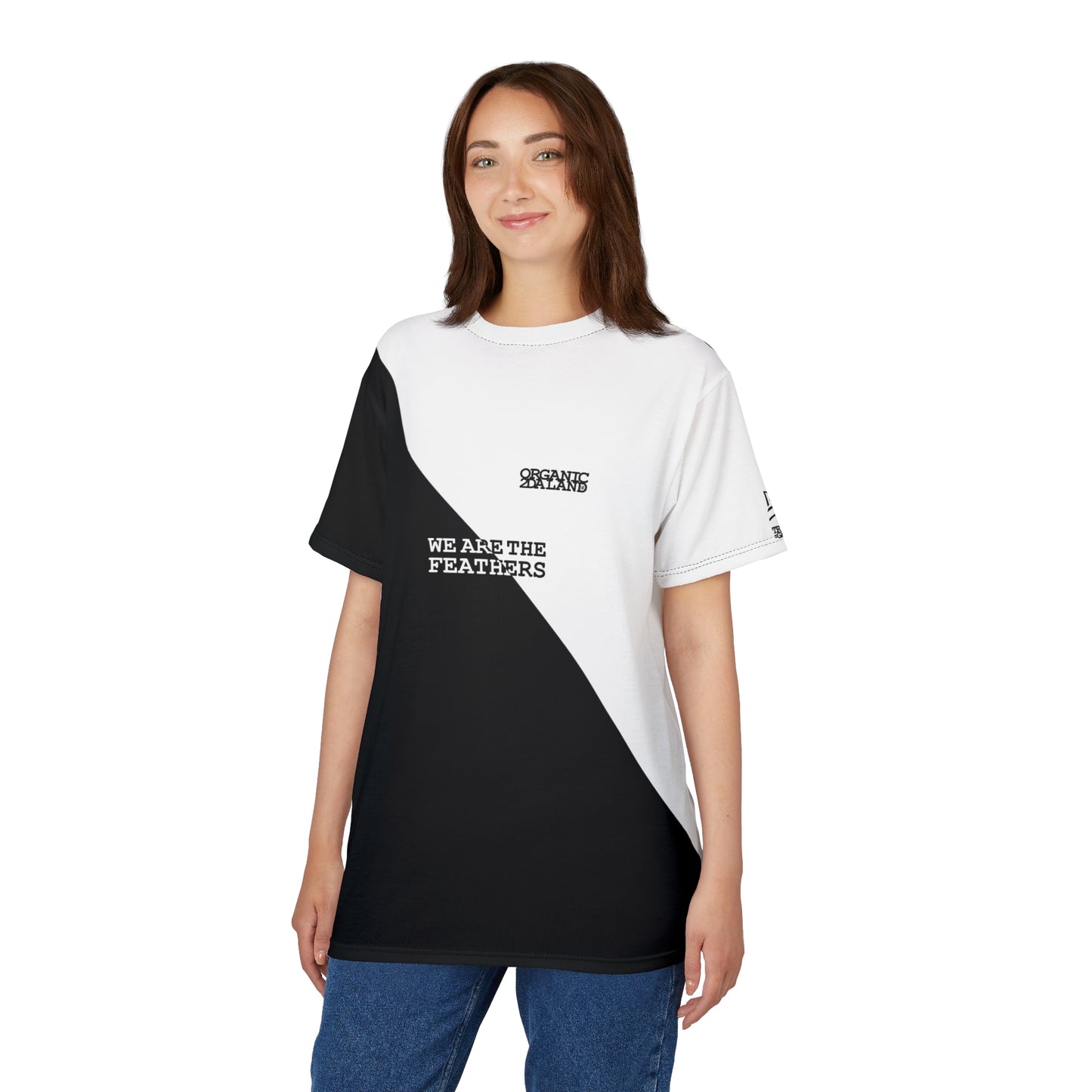 UNO ORGANIC WE ARE THE FEATHERS BIGBABYJESUS Unisex Cut & Sew Tee (AOP)