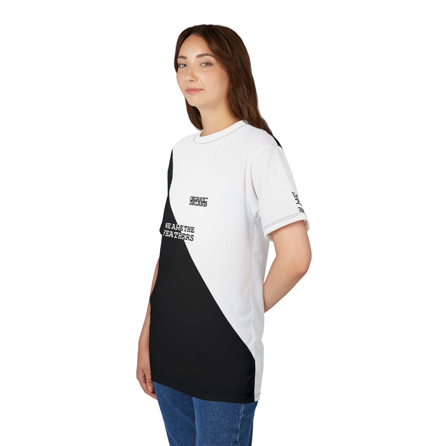 UNO ORGANIC WE ARE THE FEATHERS BIGBABYJESUS Unisex Cut & Sew Tee (AOP)