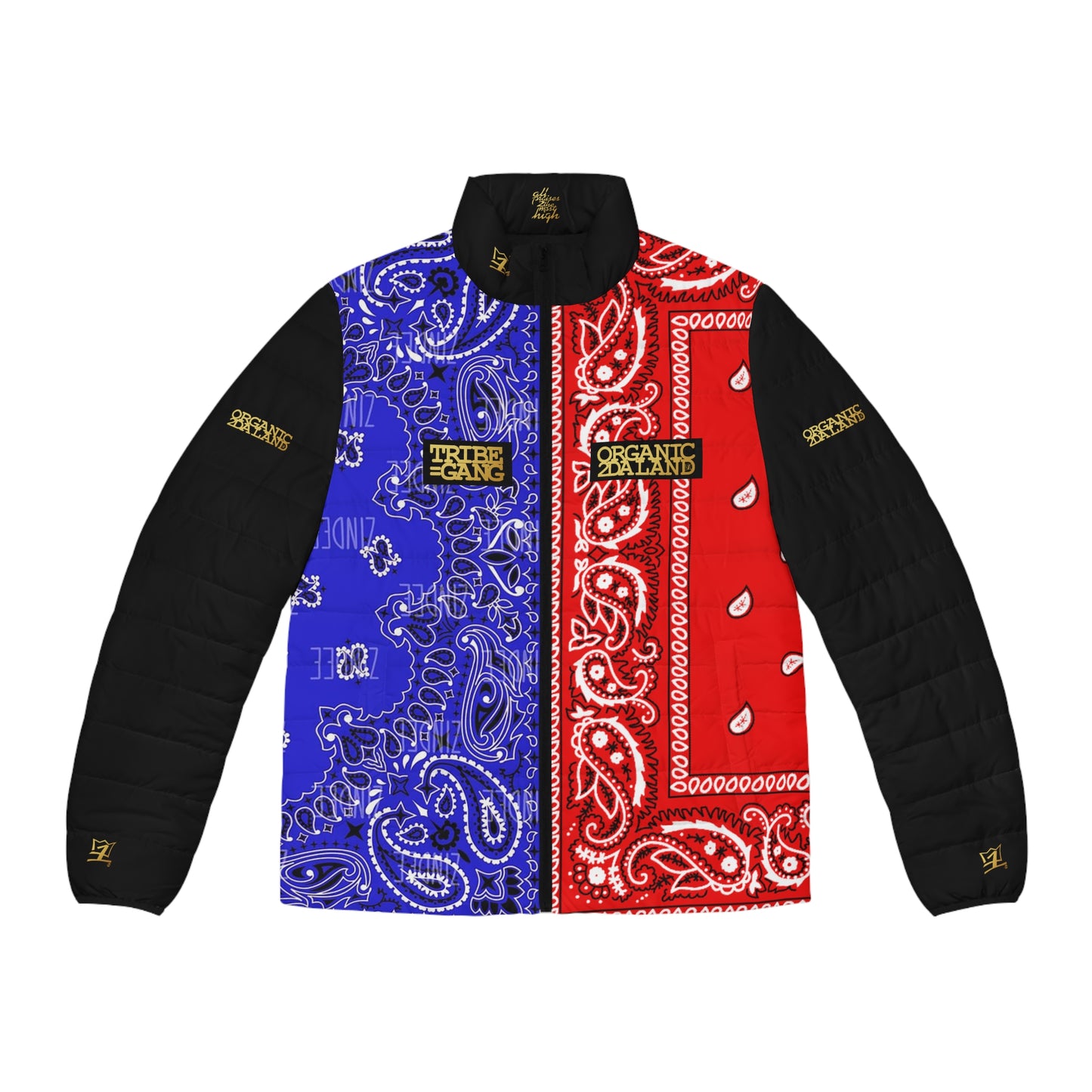 UNO ORGANIC TRIBE=GANG FREE LARRY HOOVER Men's Puffer Jacket (AOP)