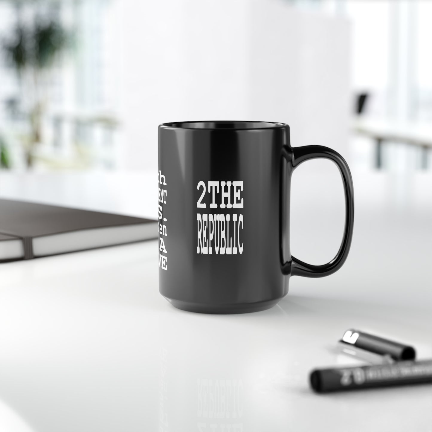 UNO 2THEREPUBLIC 14TH AMENDMENT SLAVE Black Mug, 15oz