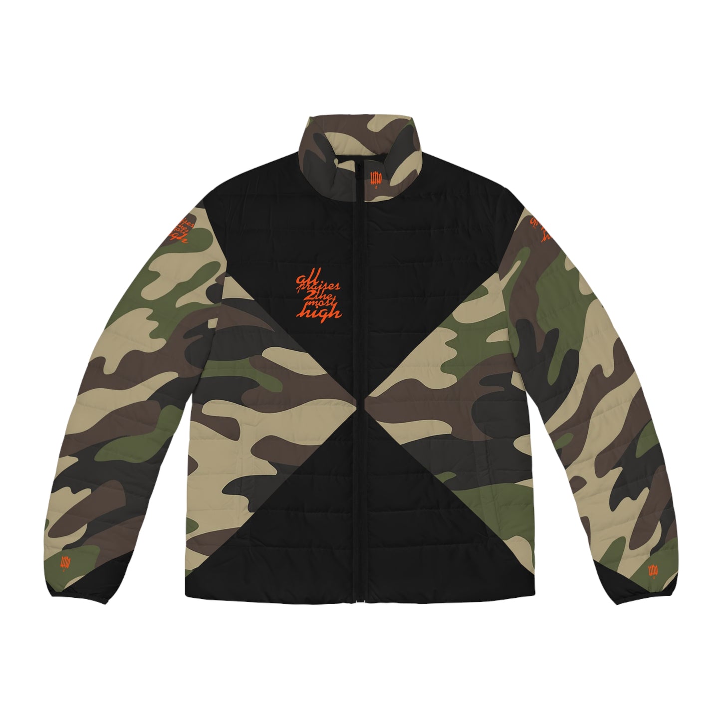 UNO ALL PRAISES Men's Puffer Jacket (AOP) Camo Collection