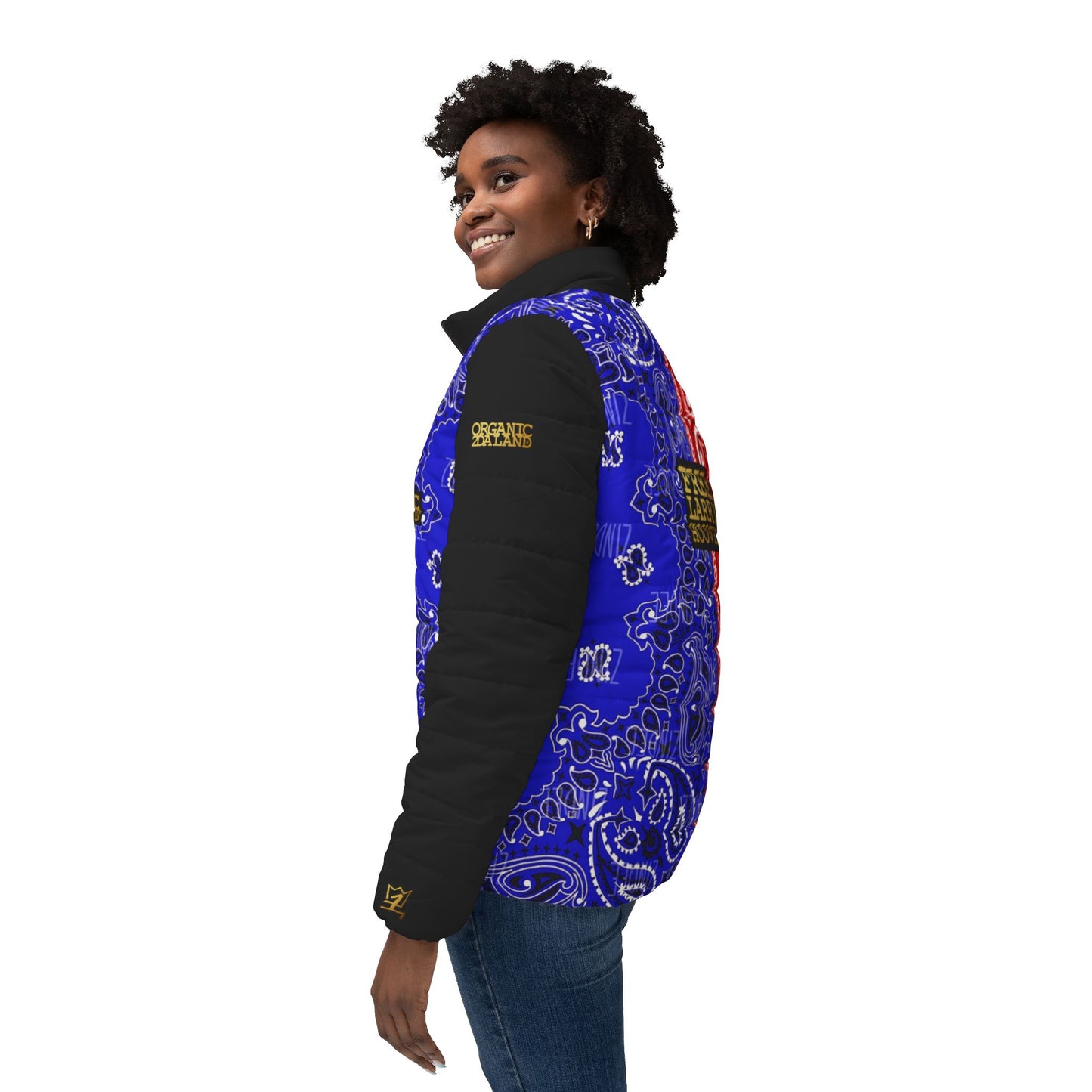 UNO ORGANIC TRIBE=GANG FREE LARRY HOOVER Women’s Puffer Jacket (AOP)