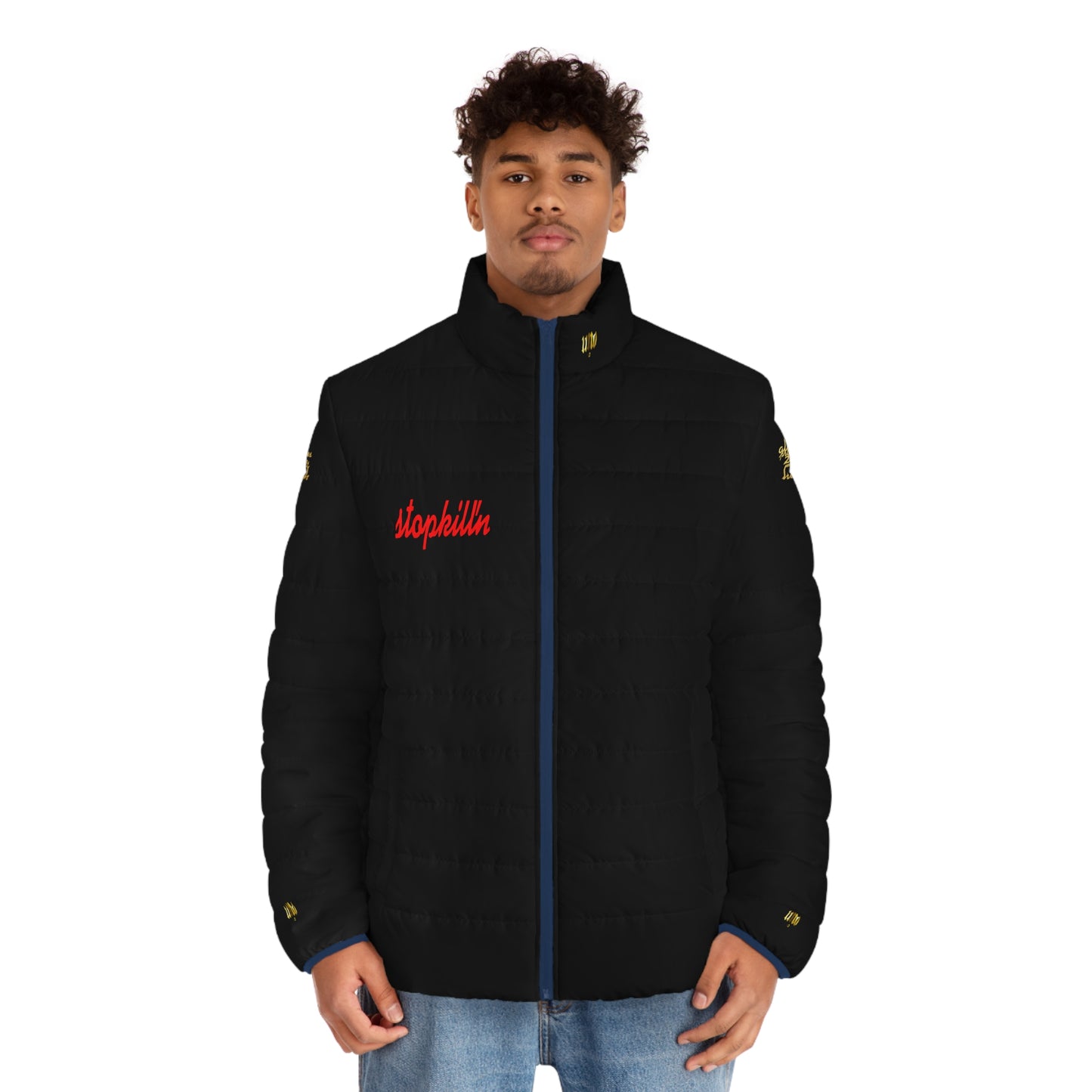 UNO STOPKILL'N UNOWORD Men's Puffer Jacket (AOP)