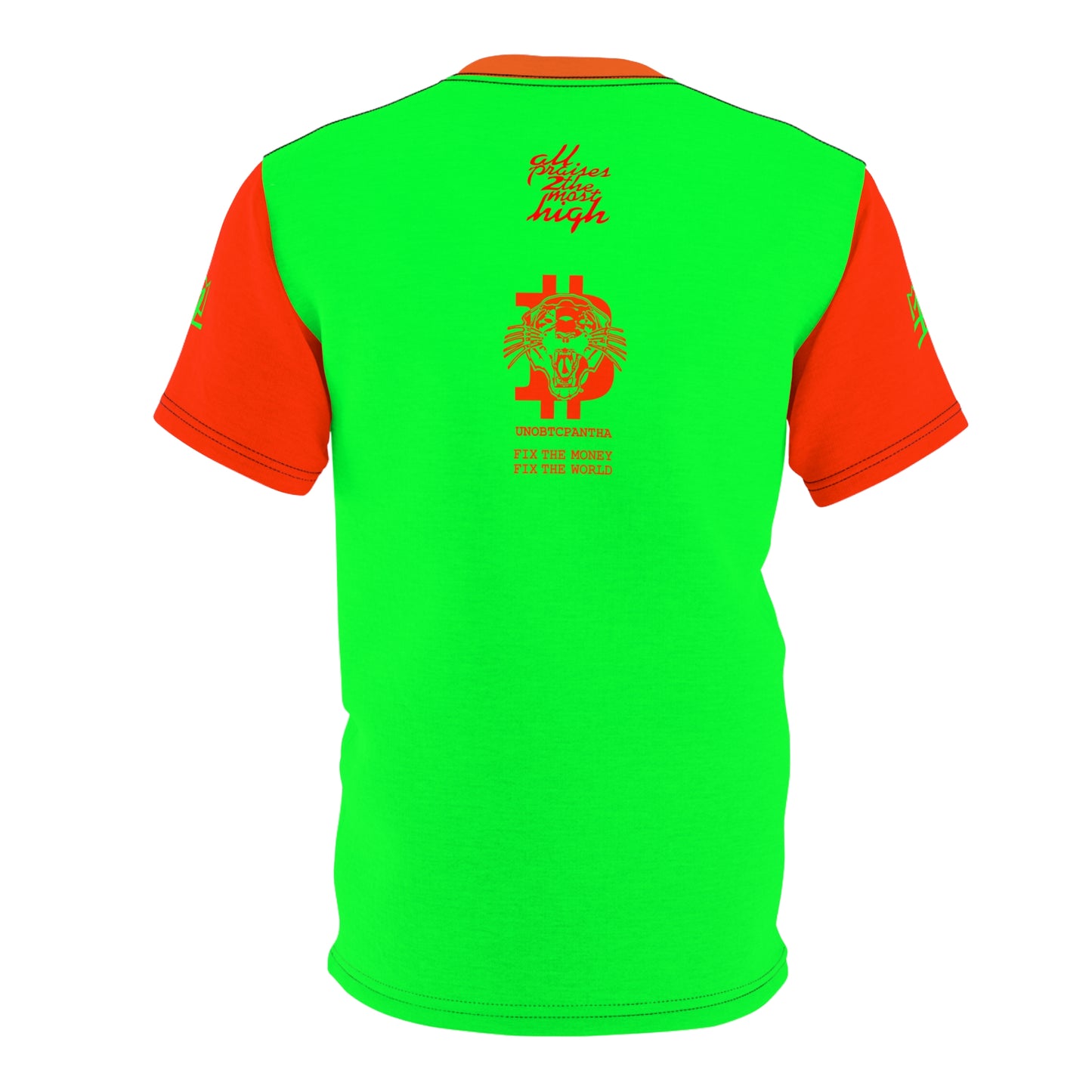 UNOBTCPANTHA FIX THE MONEY FIXTHE WORLD Unisex Cut & Sew Tee (AOP)