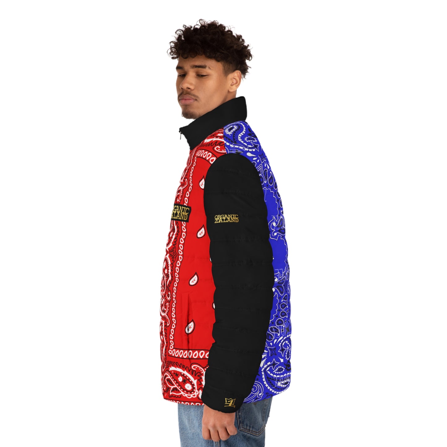 UNO ORGANIC TRIBE=GANG FREE LARRY HOOVER Men's Puffer Jacket (AOP)
