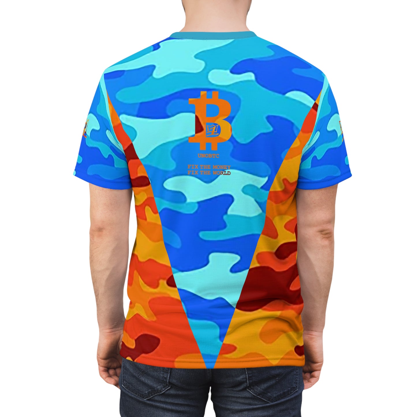 UNOBTC FIX THE MONEY FIX THE WORLD Unisex Cut & Sew Tee (AOP)