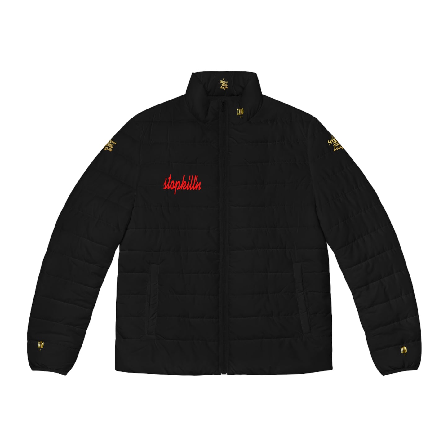 UNO STOPKILL'N UNOWORD Men's Puffer Jacket (AOP)