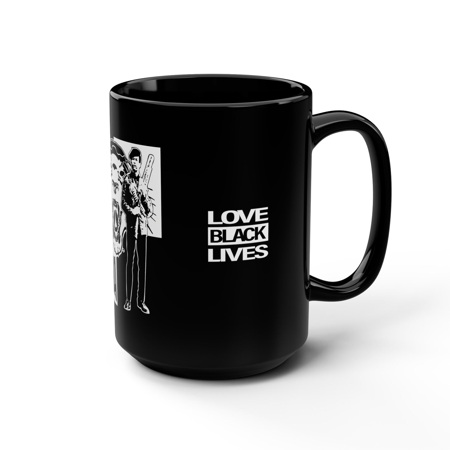 UNO LOVEHUEY LOVEBLACKLIVES Black Mug, 15oz