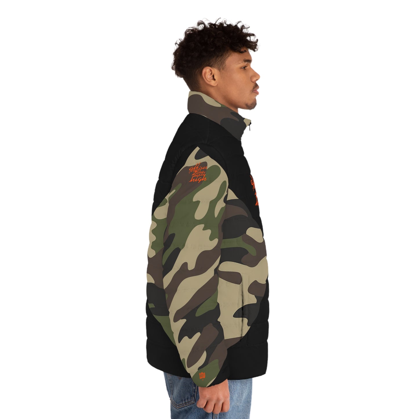 UNO ALL PRAISES Men's Puffer Jacket (AOP) Camo Collection