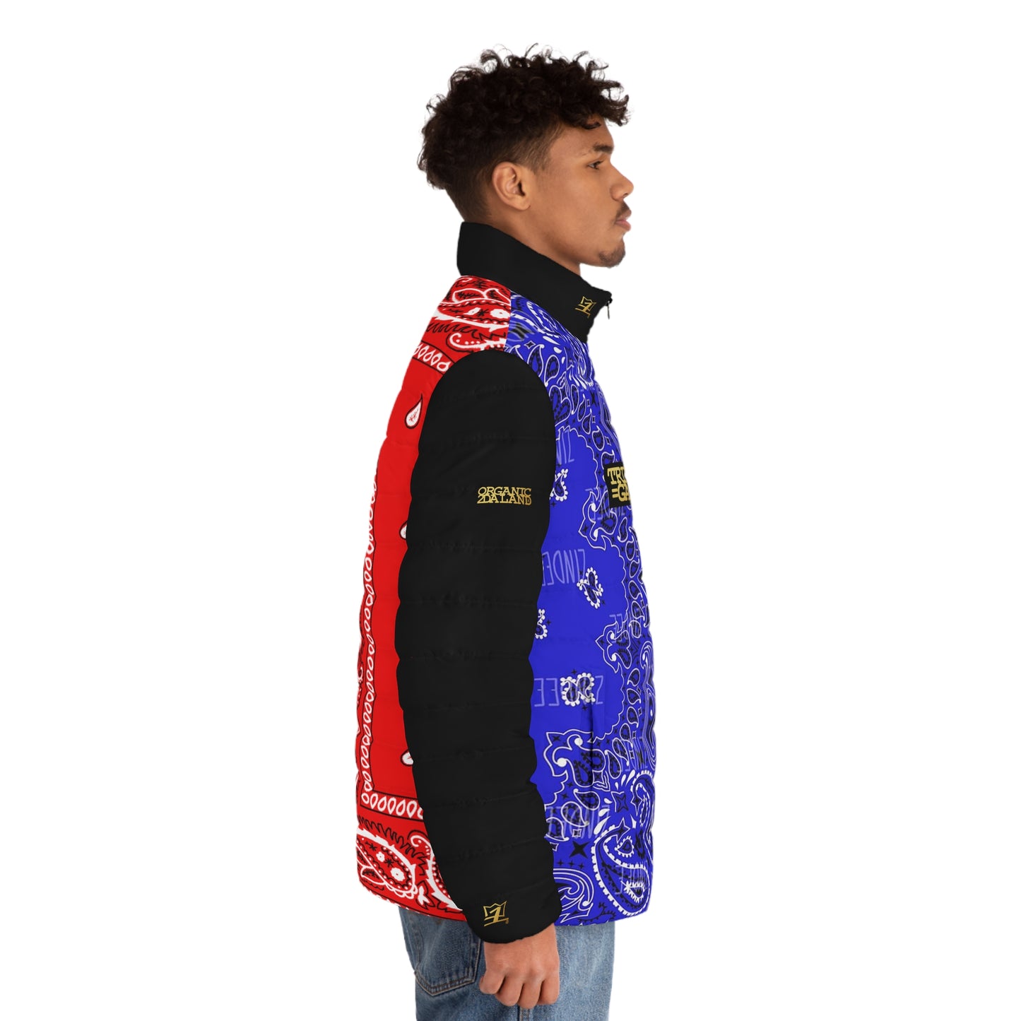 UNO ORGANIC TRIBE=GANG FREE LARRY HOOVER Men's Puffer Jacket (AOP)