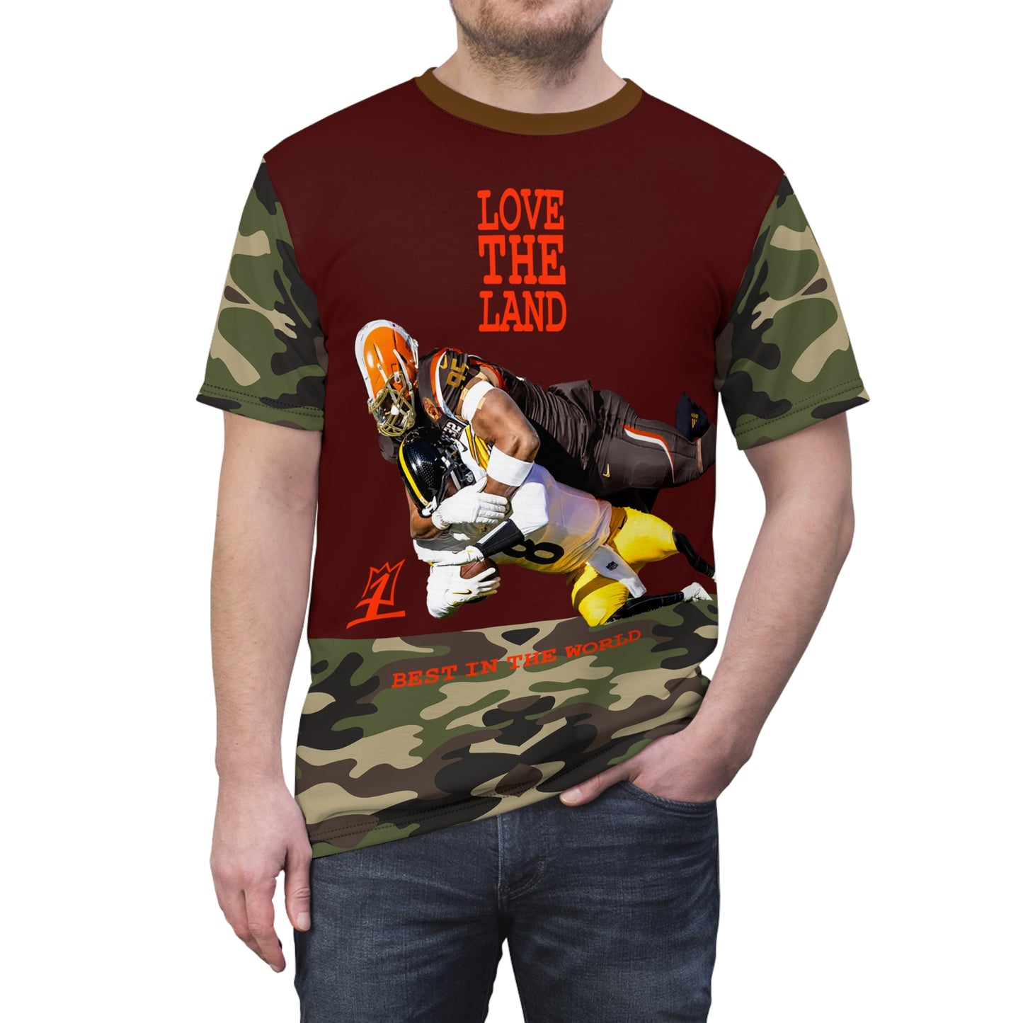 UNO LOVETHELAND BEST IN THE WORLD Unisex AOP Cut & Sew Tee Camo Collection