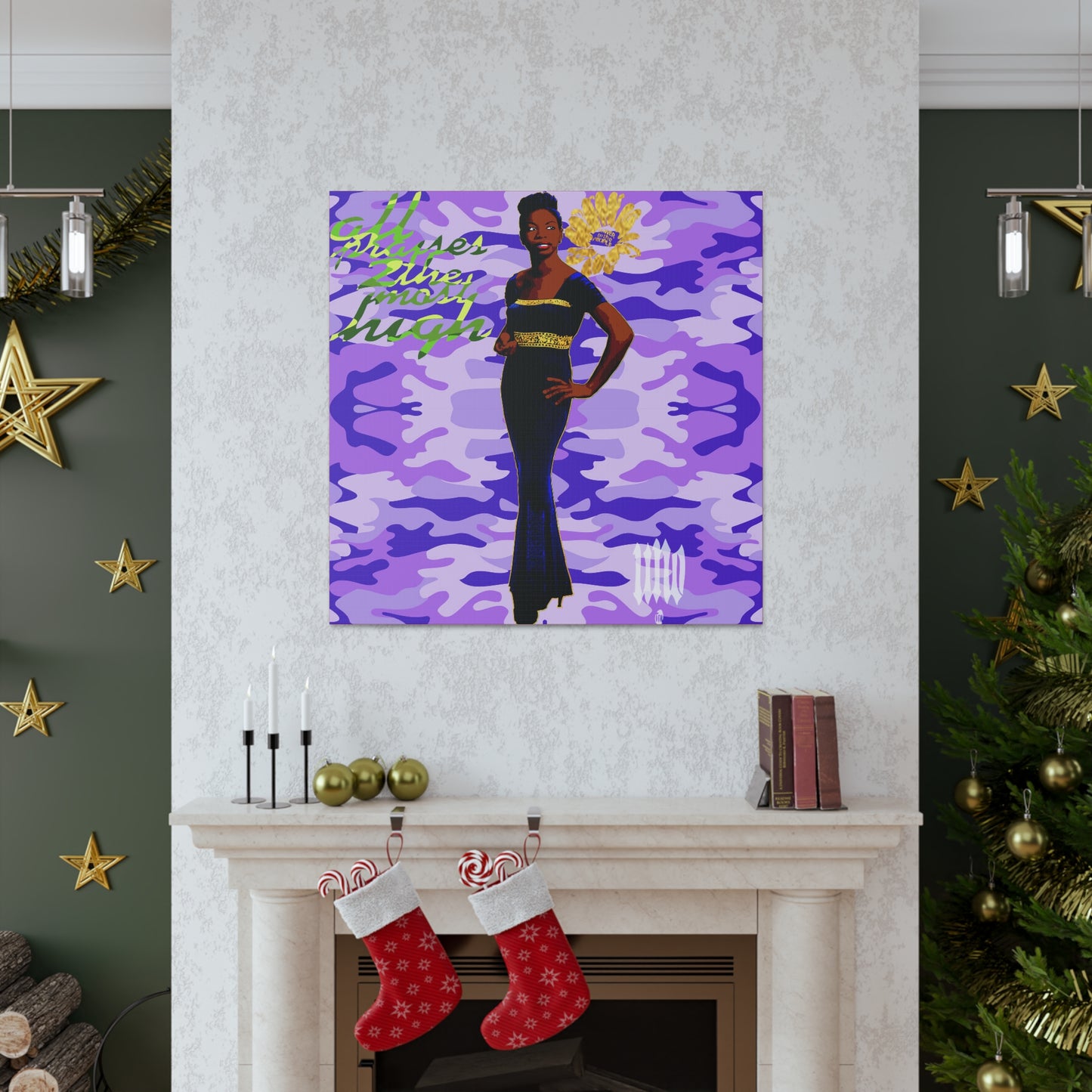 UNO LOVENINA POWERFLOWER 12, 20, 24, & 36" Square Canvas Gallery Wraps Camo Collection