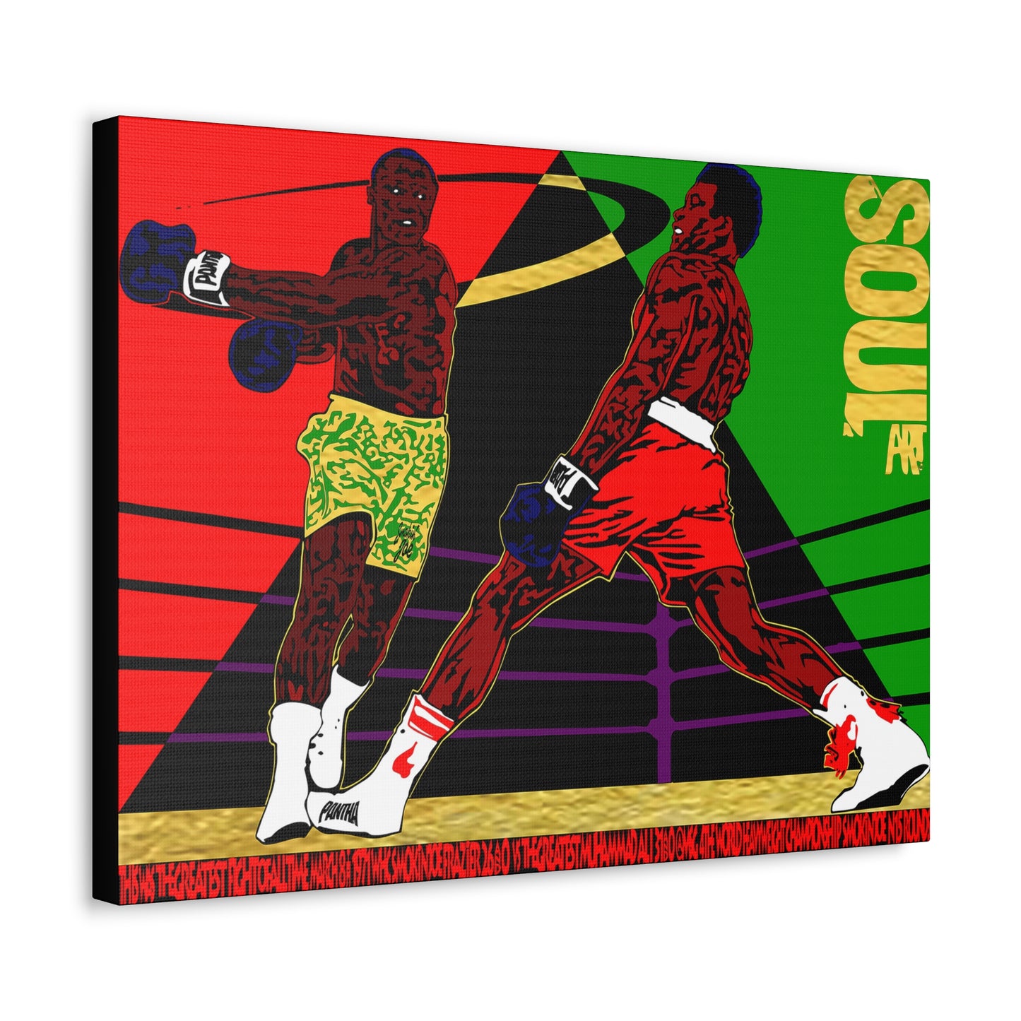 UNO SOULART THE FIGHT Smokin' Joe Beat Muhammad Ali 16x12, 24x18, & 30x24" Stretched Canvas