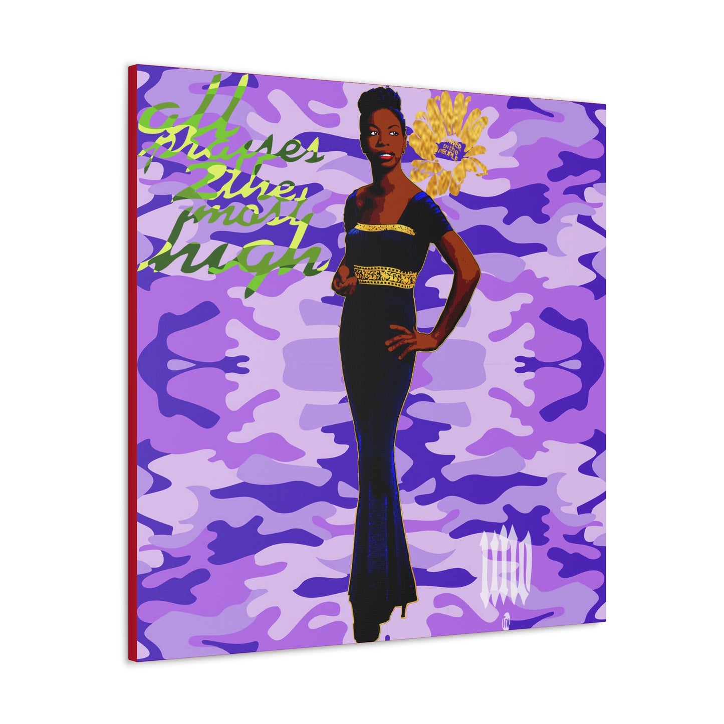 UNO LOVENINA POWERFLOWER 12, 20, 24, & 36" Square Canvas Gallery Wraps Camo Collection
